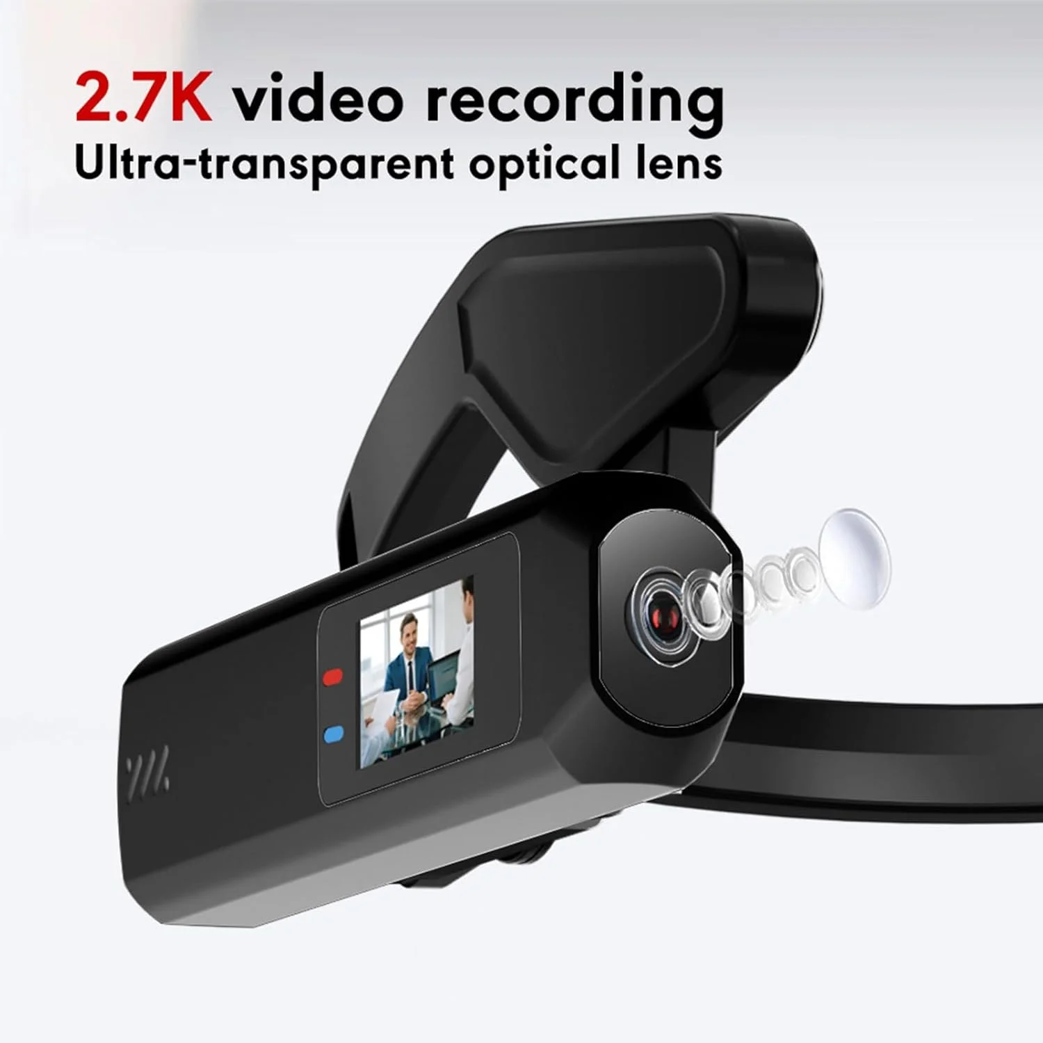 دوربین فیلمبرداری هدست Kikumi، دوربین اکشن 2.7K با قابلیت اتصال به تلفن هوشمند برای دوچرخه سواری، تثبیت کننده هوشمند، لنز زاویه باز، پایه سبک قلاب گوش، پشتیبانی از چند زبان