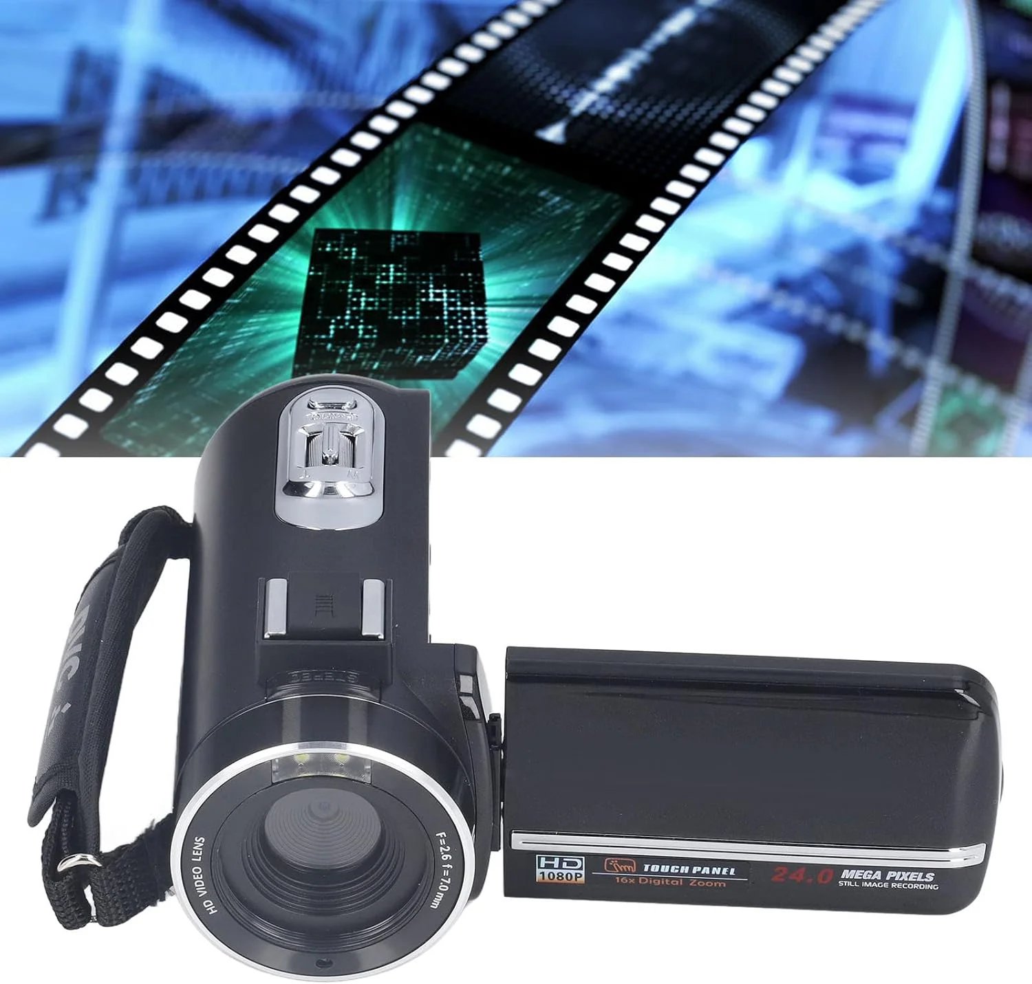 دوربین فیلمبرداری KOSDFOGE FHD 1080P با صفحه نمایش 3.0 اینچی 270 درجه و زوم دیجیتال 16 برابر به همراه کنترل از راه دور