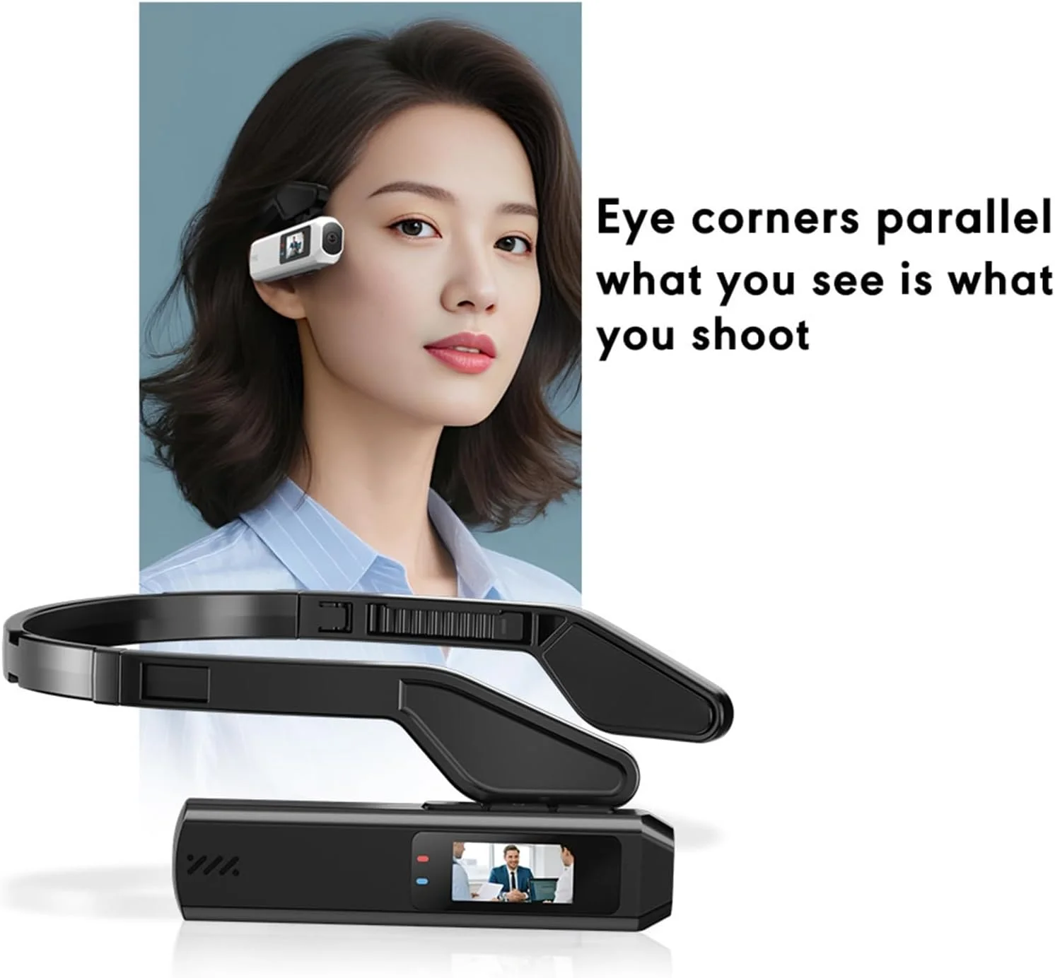 دوربین فیلمبرداری هدست Kikumi، دوربین اکشن 2.7K با قابلیت اتصال به تلفن هوشمند برای دوچرخه سواری، تثبیت کننده هوشمند، لنز زاویه باز، پایه سبک قلاب گوش، پشتیبانی از چند زبان