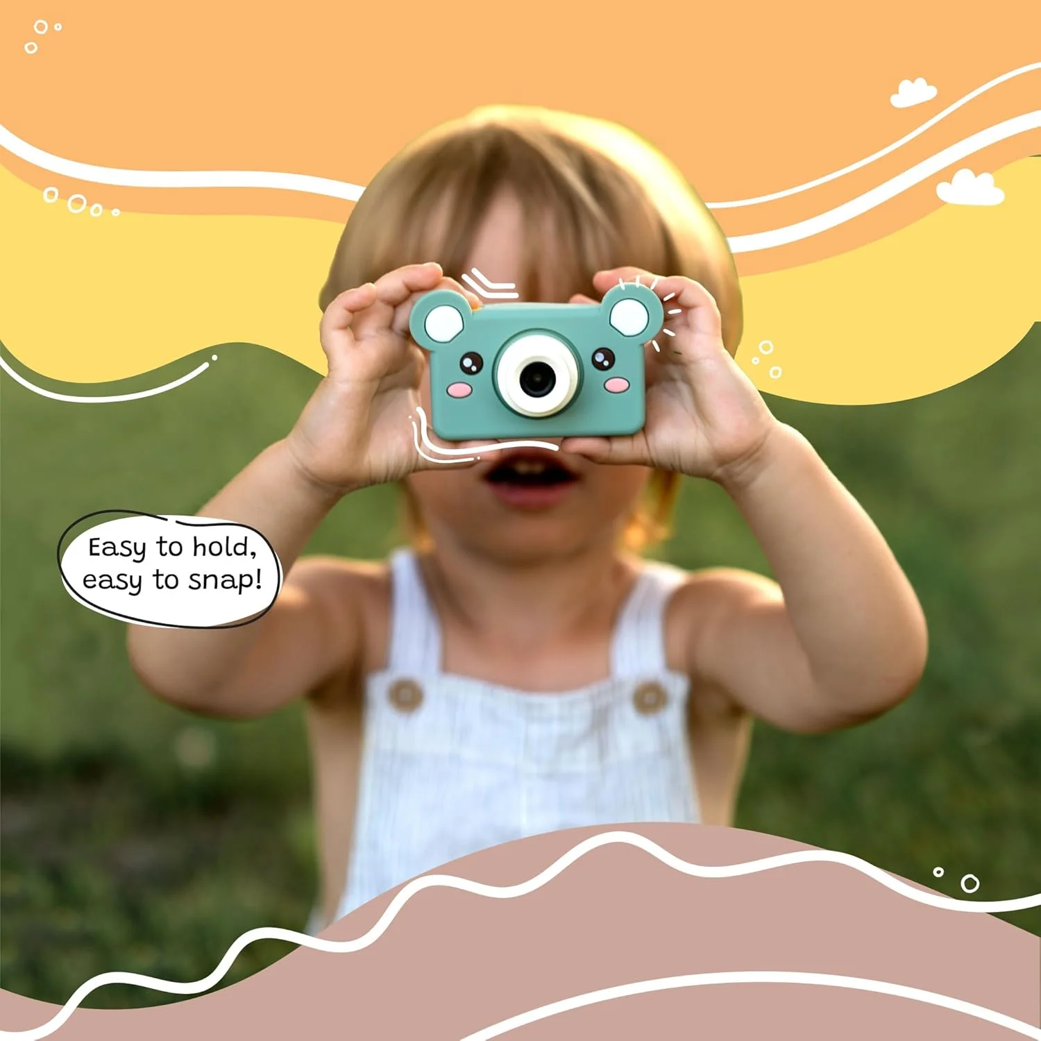 دوربین دیجیتال و فیلمبرداری کودکانه Kidamento با بدنه سیلیکونی نرم و بدون BPA به همراه کارت حافظه 32 گیگابایتی - مدل C - میکایو خرس