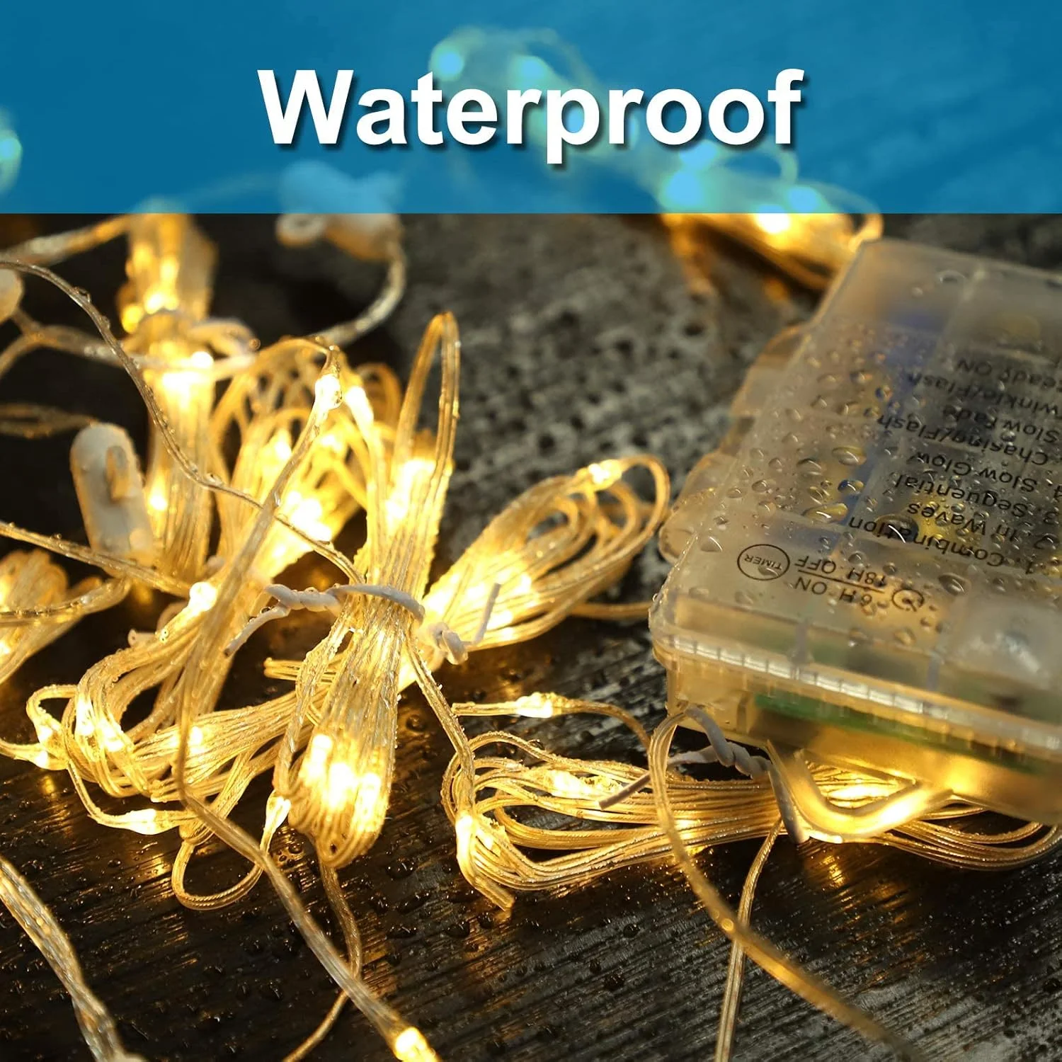 چراغ درخت کریسمس سانجوی‌کو، چراغ چتری پاسیو با کنترل از راه دور، 104 LED چراغ رشته‌ای تزئینی، 8 حالت نورپردازی ضد آب با باتری برای چادرهای کمپینگ