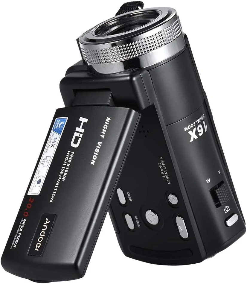 دوربین فیلمبرداری دیجیتال قابل حمل V12 1080P Full HD با زوم دیجیتال 16 برابر و صفحه نمایش LCD چرخان 3.0 اینچی، حداکثر 20 مگاپیکسل، پشتیبانی از تشخیص چهره و زیباسازی چهره