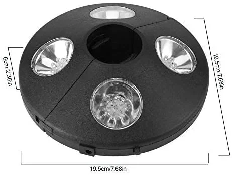 چراغ میله چتر آفتابی با 24 ال ای دی، چراغ شب با باتری، قابل نصب روی میله چادر فضای باز یا آویز