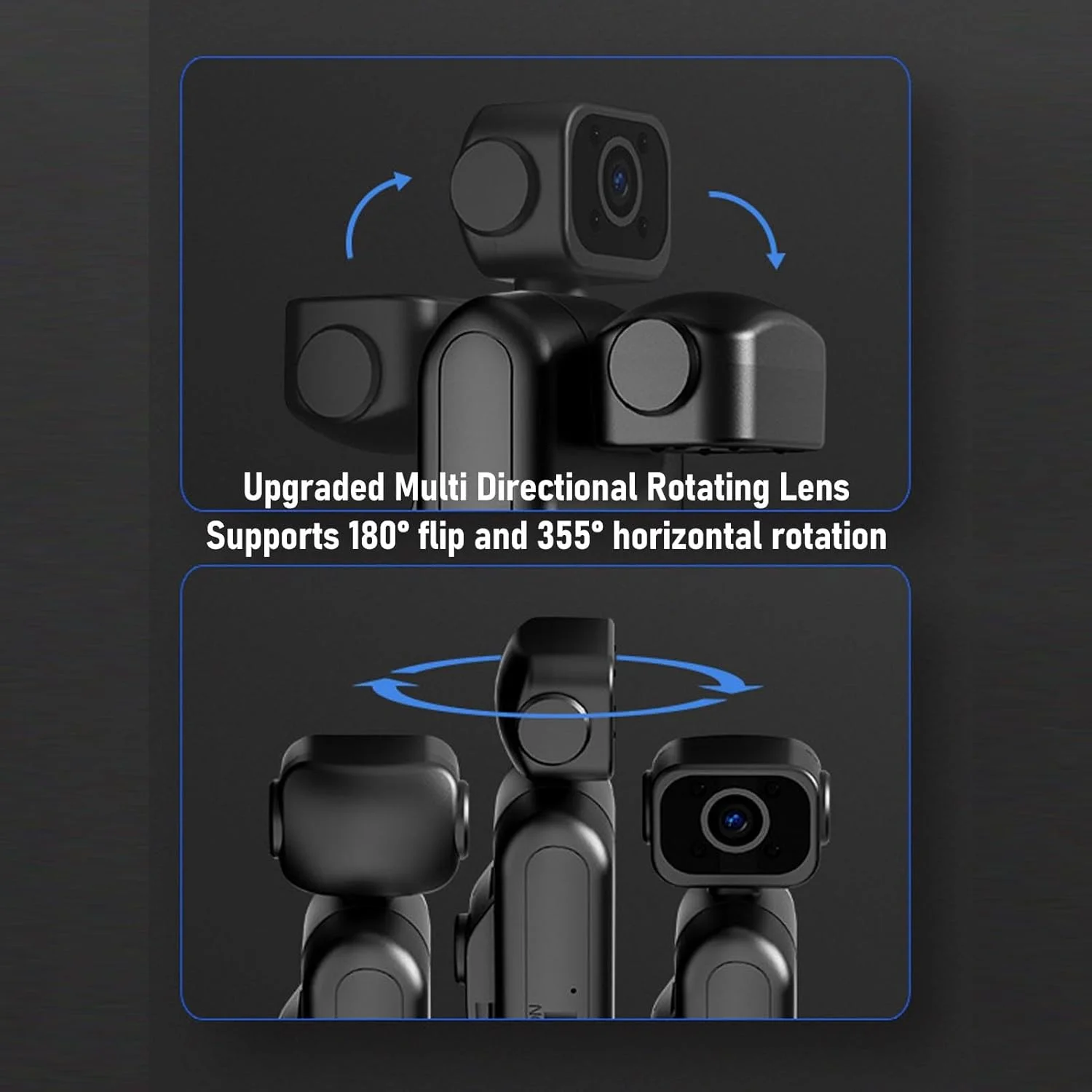 دوربین فیلمبرداری قابل حمل، دوربین اکشن با لنز زاویه باز 355 درجه چرخشی 2K HD، دوربین فیلمبرداری ضد لرزش با گیره پشتی برای ورزش در فضای باز، دوچرخه سواری، مسافرت دوربین فیلمبرداری قابل حمل، دوربین اکشن با لنز زاویه باز 355 درجه چرخشی 2K HD، دوربین فیلمبرداری ضد لرزش با گیره پشتی برای ورزش در فضای باز، دوچرخه سواری، مسافرت