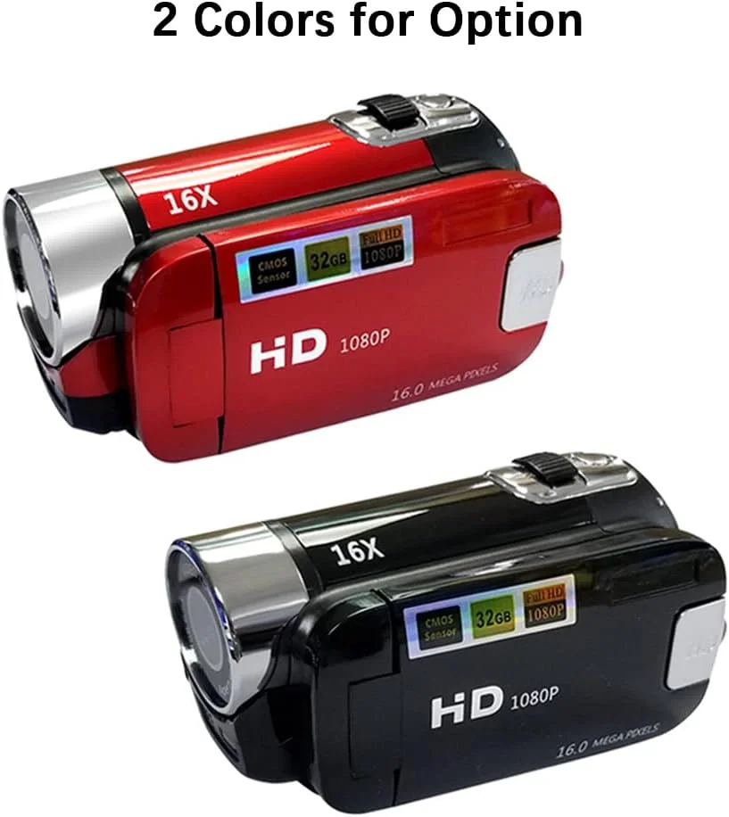 دوربین فیلمبرداری دیجیتال قابل حمل Labymos با کیفیت بالا 1080P، شانزده مگاپیکسل، صفحه نمایش LCD 2.7 اینچی و زوم دیجیتال 16 برابر به همراه باتری داخلی