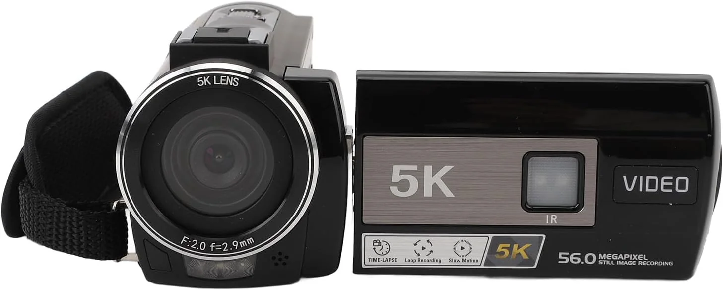 دوربین فیلمبرداری Luqeeg، دوربین فیلمبرداری 5K HD 56MP با صفحه لمسی 3 اینچی، زوم 18X، دید در شب، دوربین ولاگ دیجیتال با میکروفون، هود لنز، کنترل از راه دور، براکت دستی دوربین فیلمبرداری Luqeeg، دوربین فیلمبرداری 5K HD 56MP با صفحه لمسی 3 اینچی، زوم 18X، دید در شب، دوربین ولاگ دیجیتال با میکروفون، هود لنز، کنترل از راه دور، براکت دستی