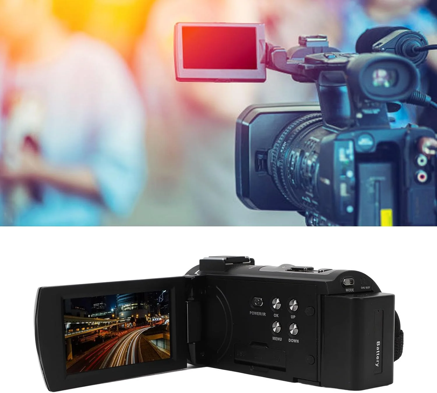 دوربین فیلمبرداری Luqeeg، دوربین فیلمبرداری 5K HD 56MP با صفحه لمسی 3 اینچی، زوم 18X، دید در شب، دوربین ولاگ دیجیتال با میکروفون، هود لنز، کنترل از راه دور، براکت دستی دوربین فیلمبرداری Luqeeg، دوربین فیلمبرداری 5K HD 56MP با صفحه لمسی 3 اینچی، زوم 18X، دید در شب، دوربین ولاگ دیجیتال با میکروفون، هود لنز، کنترل از راه دور، براکت دستی