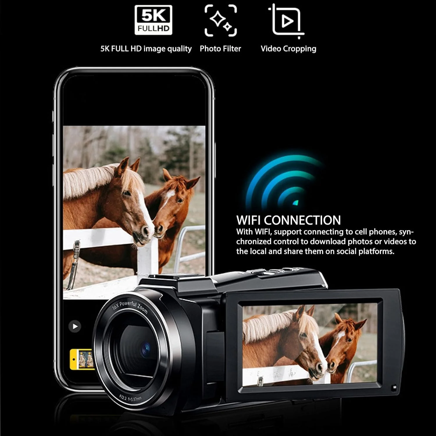 دوربین فیلمبرداری Luqeeg، دوربین فیلمبرداری 5K HD 56MP با صفحه لمسی 3 اینچی، زوم 18X، دید در شب، دوربین ولاگ دیجیتال با میکروفون، هود لنز، کنترل از راه دور، براکت دستی دوربین فیلمبرداری Luqeeg، دوربین فیلمبرداری 5K HD 56MP با صفحه لمسی 3 اینچی، زوم 18X، دید در شب، دوربین ولاگ دیجیتال با میکروفون، هود لنز، کنترل از راه دور، براکت دستی