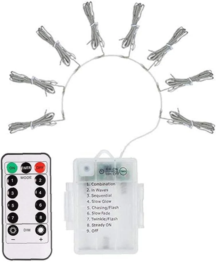 چراغ های چتری پاسیو، چراغ های ریسه ای سایبان، چراغ میله ای بی سیم با کنترل از راه دور، چراغ ریسه ای باتری خور 104 LED، نورپردازی تزئینی