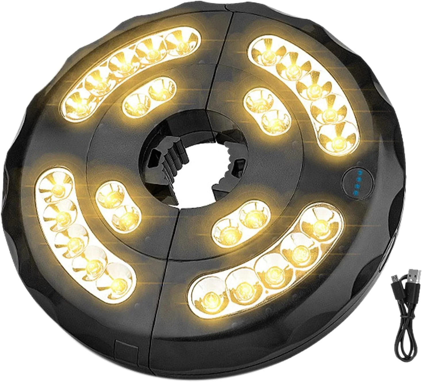 چراغ چتر پاسیو، 28 ال ای دی بدون سیم، چراغ های چتری قابل شارژ USB، چراغ میله چتر برای چترهای پاسیو، چادرهای کمپینگ (زرد گرم)