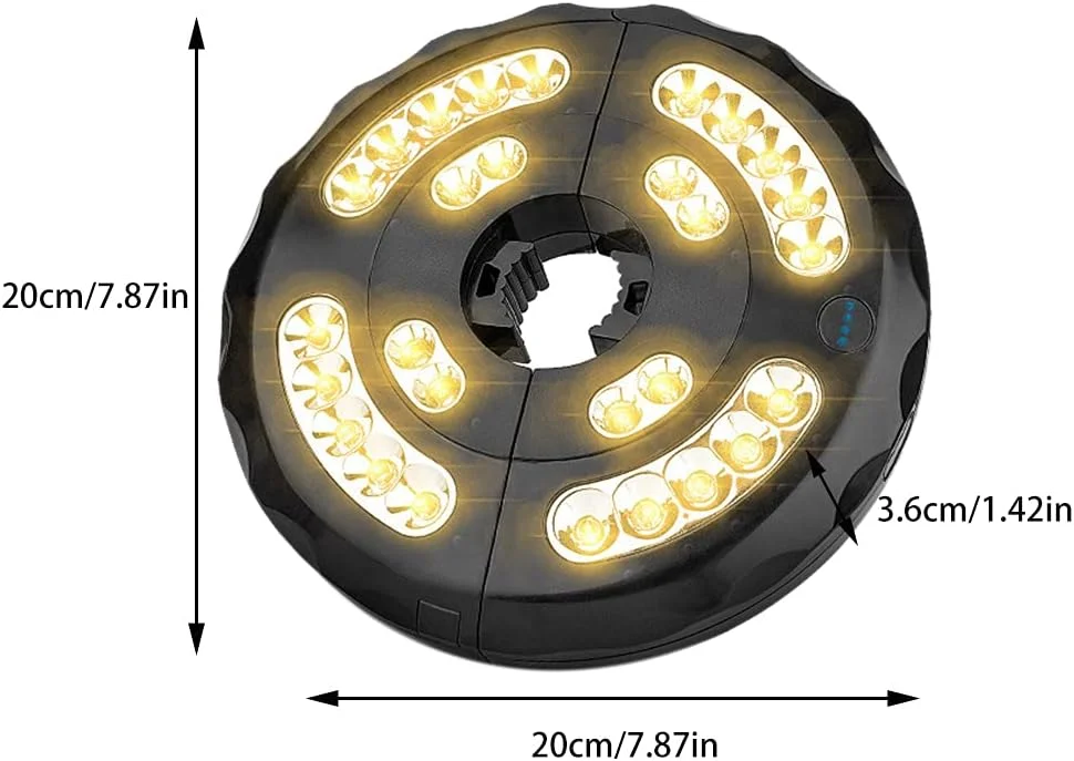 چراغ چتر پاسیو، 28 ال ای دی بدون سیم، چراغ های چتری قابل شارژ USB، چراغ میله چتر برای چترهای پاسیو، چادرهای کمپینگ (زرد گرم)