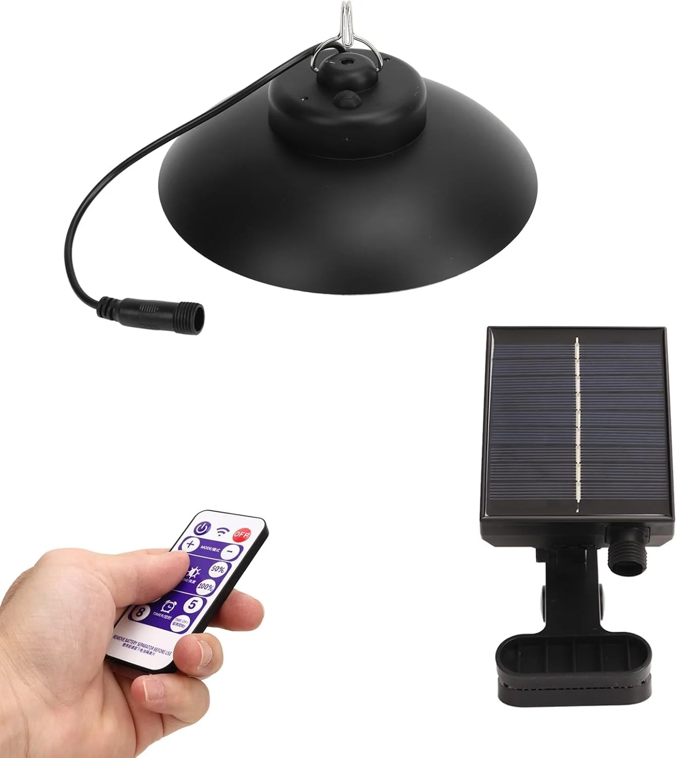 چراغ چتری خورشیدی پاسیو با کنترل از راه دور تایمر دار، چراغ های چتری پاسیو ضد آب با انرژی خورشیدی، لامپ پنل خورشیدی با رنگ گرم 3000K برای باغ فضای باز