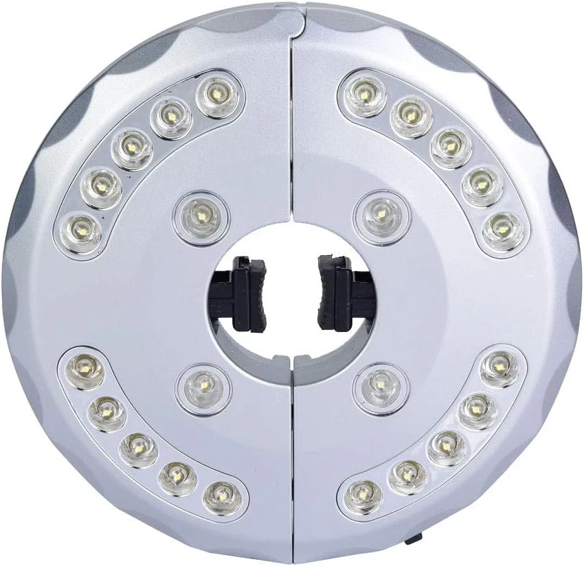 چراغ چتری پاسیو، چراغ میله چتری ال ای دی 24 تایی با قابلیت تنظیم نور برای چترهای پاسیو، چادرهای کمپینگ و استفاده در فضای باز (نقره ای)