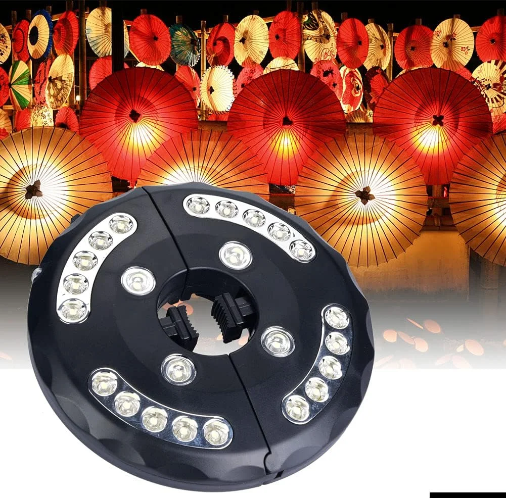 چراغ چتری پاسیو، چراغ میله چتری ال ای دی 24 تایی با قابلیت تنظیم نور برای چترهای پاسیو، چادرهای کمپینگ و استفاده در فضای باز (قرمز)