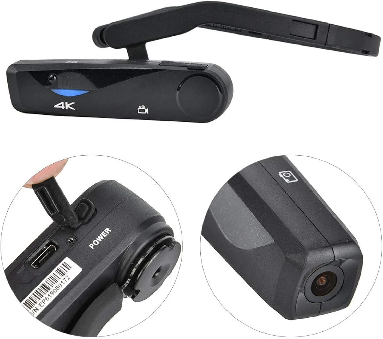 دوربین فیلمبرداری سر، دوربین فیلمبرداری دیجیتال 4K/25fps 400W WiFi با کنترل از راه دور 2.4G، دوربین فیلمبرداری Vlog دوربین سر هندزفری