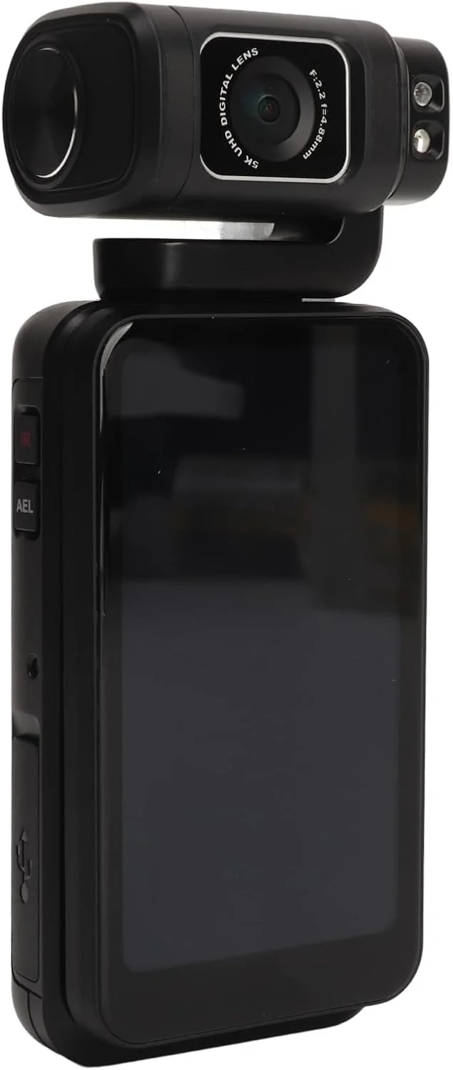 دوربین فیلمبرداری 5K - دوربین ولاگینگ وای فای 36 مگاپیکسلی با زوم دیجیتال 10 برابر، صفحه لمسی چرخان، زاویه دید عریض 120 درجه و باتری 3250 میلی آمپر ساعتی - شامل 64 گیگابایت