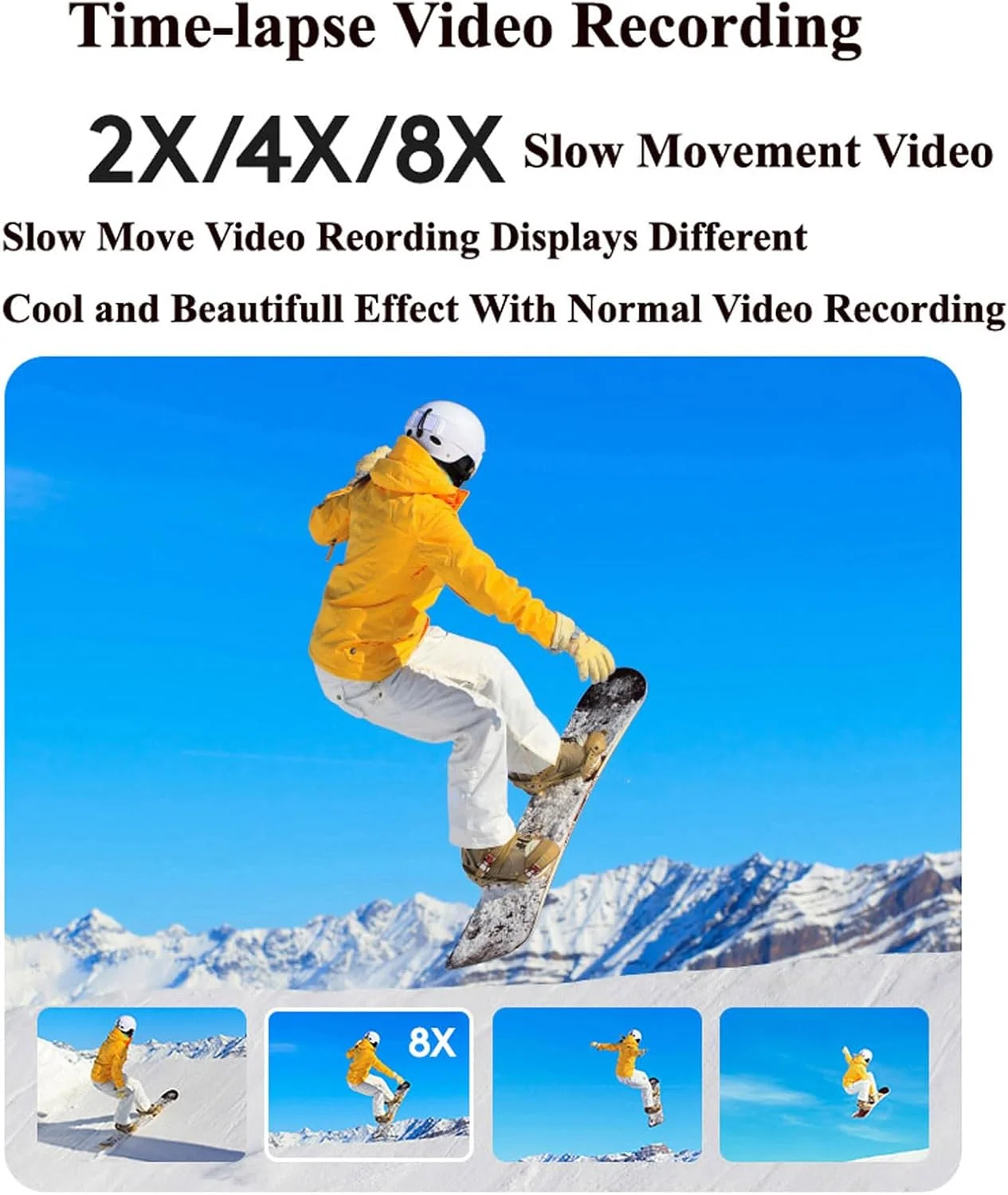 دوربین فیلمبرداری 4K 60FPS نصب شده روی سر، دوربین فیلمبرداری وای فای 42 مگاپیکسلی با لرزشگیر EIS 6.0، دوربین ورزشی زاویه باز 120 درجه، کنترل برنامه، شارژ سریع Type C