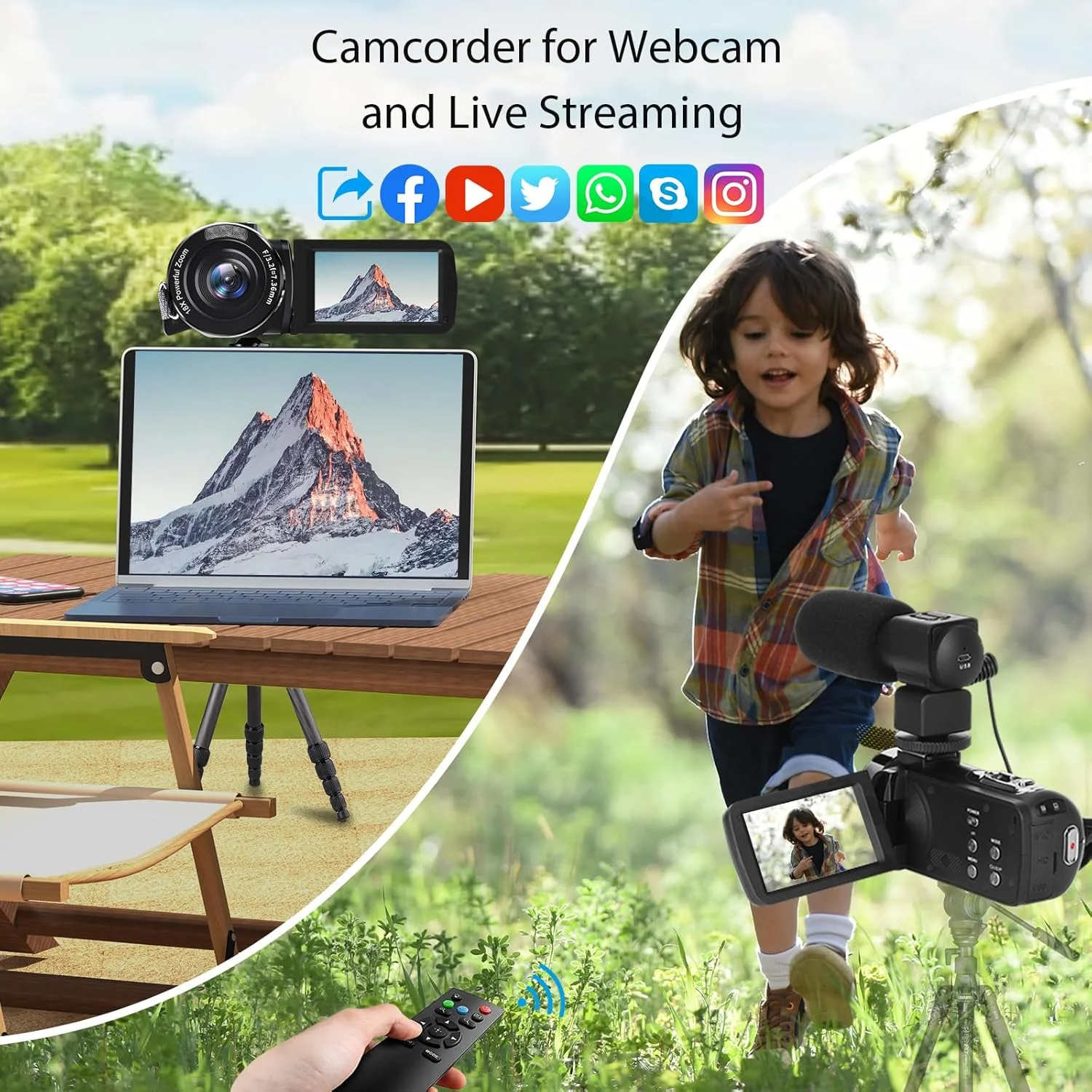 دوربین فیلمبرداری 8K 48MP 15FPS UHD WiFi مناسب برای ولاگ در یوتیوب با دید در شب IR، صفحه نمایش لمسی 3 اینچی با زوم دیجیتال 18X، به همراه نور پرکننده و میکروفون دوربین فیلمبرداری 8K 48MP 15FPS UHD WiFi مناسب برای ولاگ در یوتیوب با دید در شب IR، صفحه نمایش لمسی 3 اینچی با زوم دیجیتال 18X، به همراه نور پرکننده و میکروفون