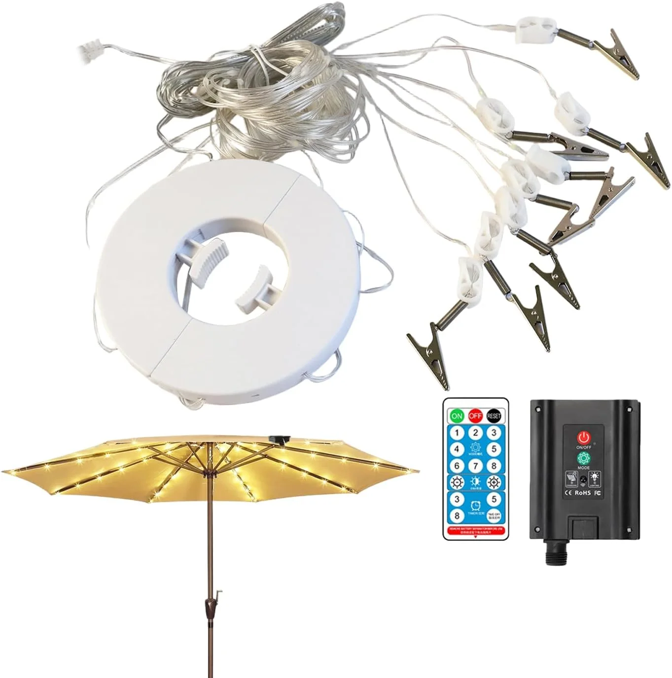 چراغ چتری برای فضای باز، چراغ های خورشیدی چتری پاسیو برای فضای باز - نورپردازی محیطی ضد آب برای دکوراسیون بیرونی حیاط، عرشه، ایوان، چادر، بالکن، کمپینگ، استخر، ساحل، سایبان