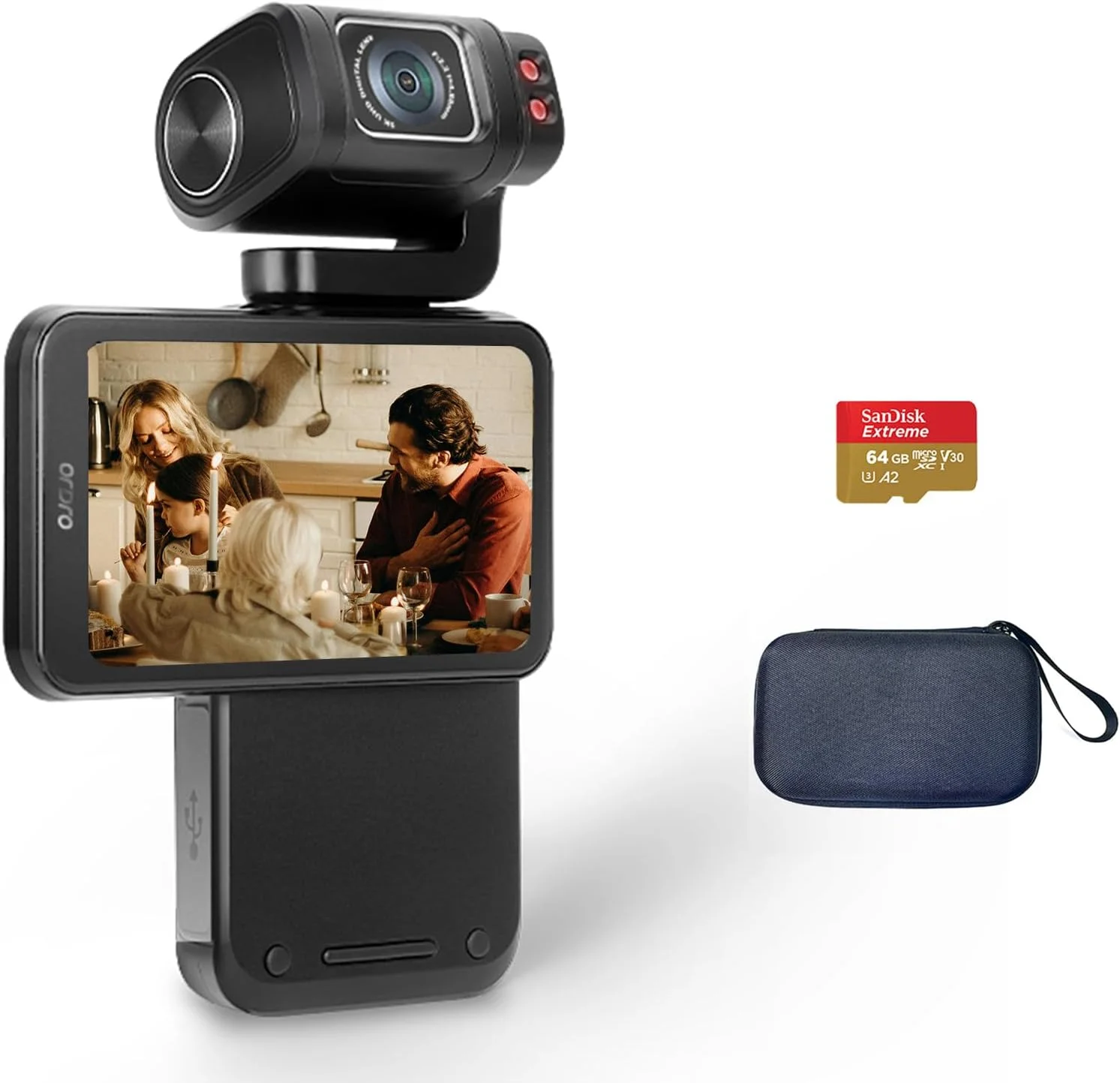 ORDRO - دوربین فیلمبرداری 5K، دوربین دیجیتال دستی M3 48MP UHD 4K/60fps، صفحه نمایش IPS چرخان 3.5 اینچی، باتری 3250mAh، دوربین دید در شب WiFi IR با کارت 64G برای