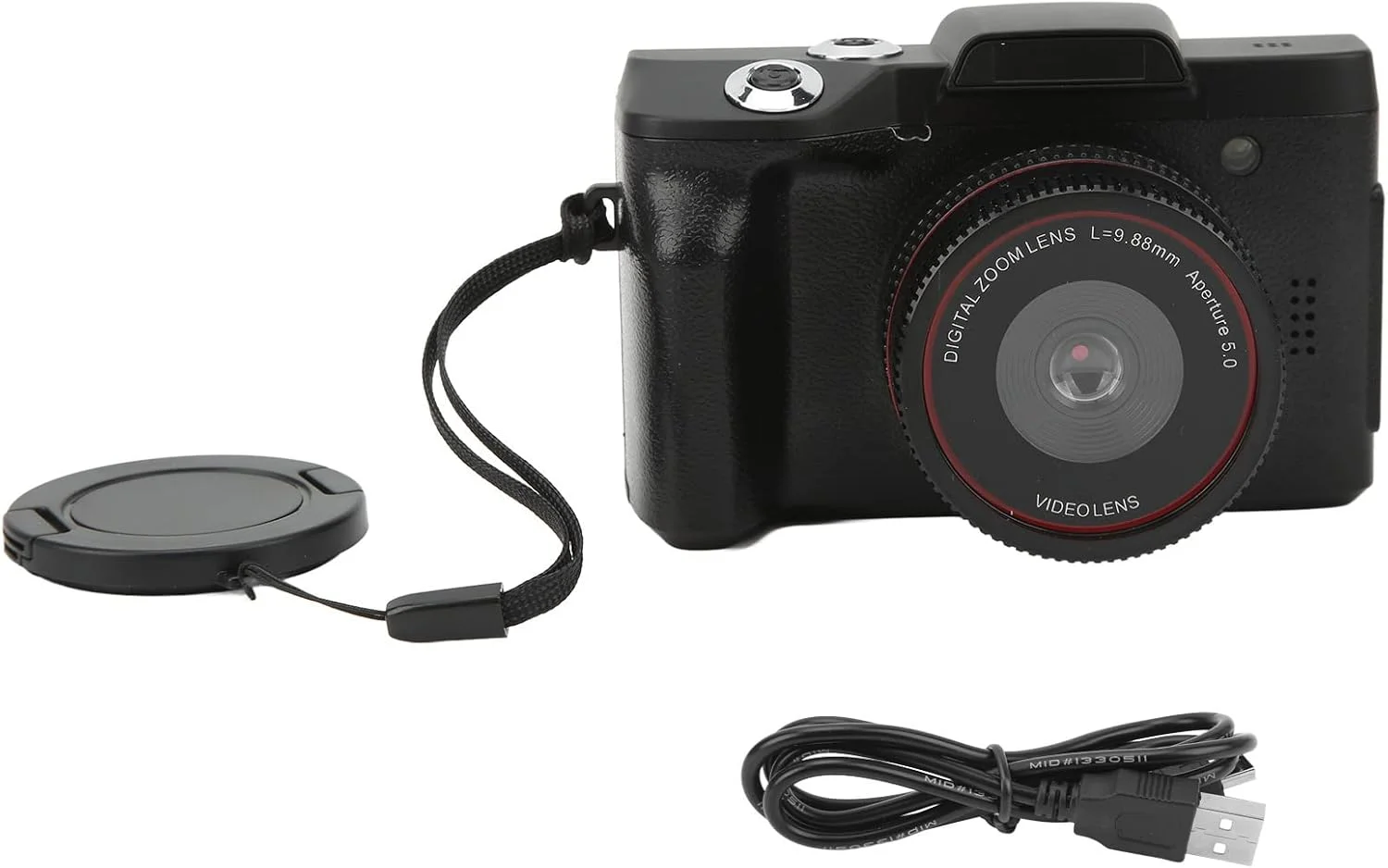 دوربین دیجیتال فیلمبرداری HD با کیفیت 16 مگاپیکسل، صفحه نمایش چرخان 180 درجه، صفحه نمایش 2.4 اینچی TFT LCD، زوم دیجیتال 16 برابر، پایه پیچ 1/4 اینچی