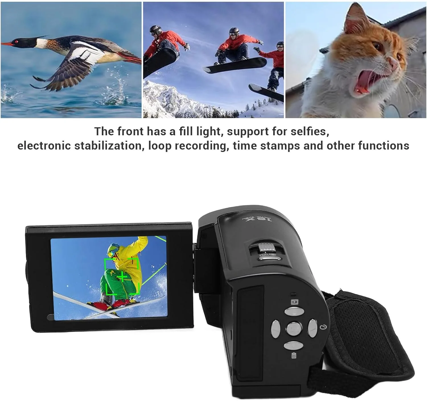 دوربین فیلمبرداری 50 مگاپیکسل 2.7K HD با زوم دیجیتال 16 برابر و صفحه نمایش چرخان 2.8 اینچی به همراه پورت USB و رزوه 1/4 اینچی مناسب برای مسافرت (128 گیگابایت) دوربین فیلمبرداری 50 مگاپیکسل 2.7K HD با زوم دیجیتال 16 برابر و صفحه نمایش چرخان 2.8 اینچی به همراه پورت USB و رزوه 1/4 اینچی مناسب برای مسافرت (128 گیگابایت)