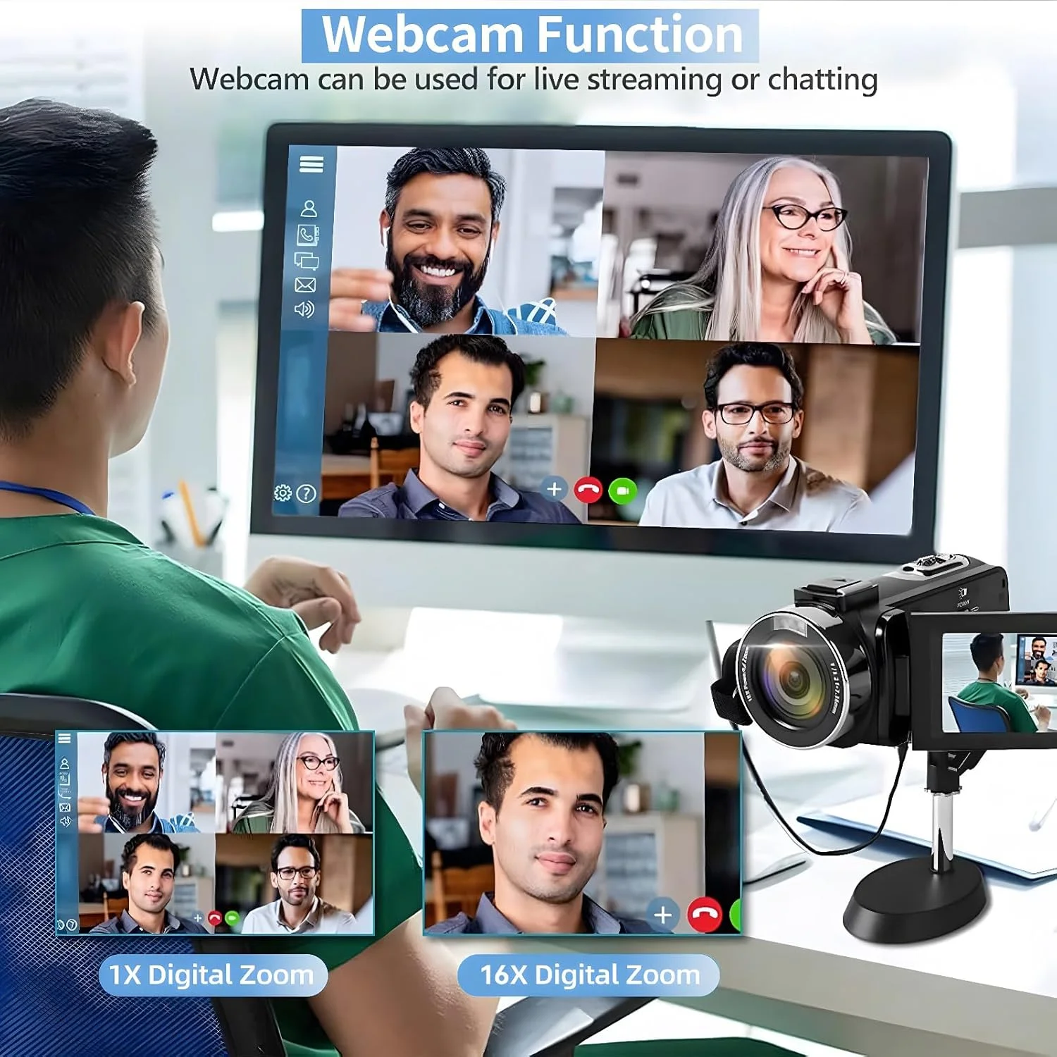 دوربین فیلمبرداری Full HD 1080P 48MP برای یوتیوب با صفحه نمایش 3.0 اینچی IPS، دوربین ولاگینگ دیجیتال 16X با کنترل از راه دور، کارت SD 32 گیگابایتی و باتری دوربین فیلمبرداری Full HD 1080P 48MP برای یوتیوب با صفحه نمایش 3.0 اینچی IPS، دوربین ولاگینگ دیجیتال 16X با کنترل از راه دور، کارت SD 32 گیگابایتی و باتری