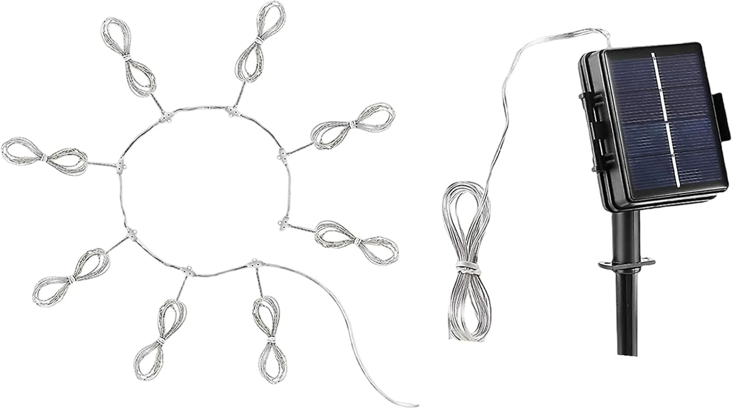 چراغ چتری خورشیدی، چراغ ریسه ای ضد آب برای چتر فضای باز با 8 حالت روشنایی - نور خورشیدی تزئینی برای باغ، استخر، حیاط خلوت، ساحل، چمن