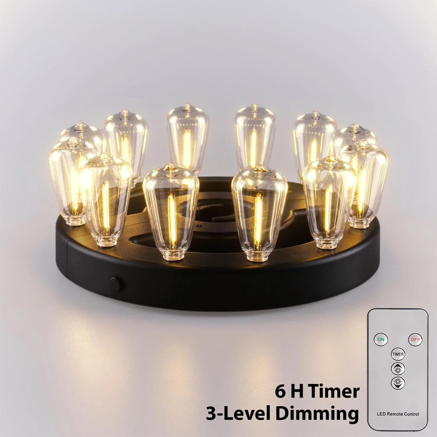 چراغ چتر، چراغ چتر پاسیو با باتری و تایمر کم نور شونده، چراغ میله چتر فضای باز با 12 لامپ LED سفید گرم ST38 با 3 حالت روشنایی، برای چتر حیاط خلوت یا کمپینگ