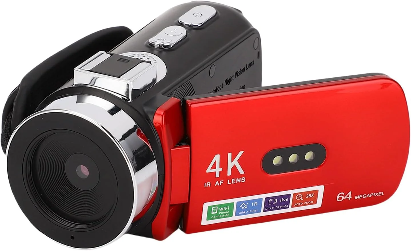 دوربین فیلمبرداری 4K، دوربین وبلاگ 64 مگاپیکسلی با وای فای و صفحه نمایش 3.0 اینچی با چرخش 180 درجه، ضبط کننده دیجیتال برای عکاسی مسافرتی، ماکرو خودکار دستی و بیش از 10 فیلتر وبلاگ