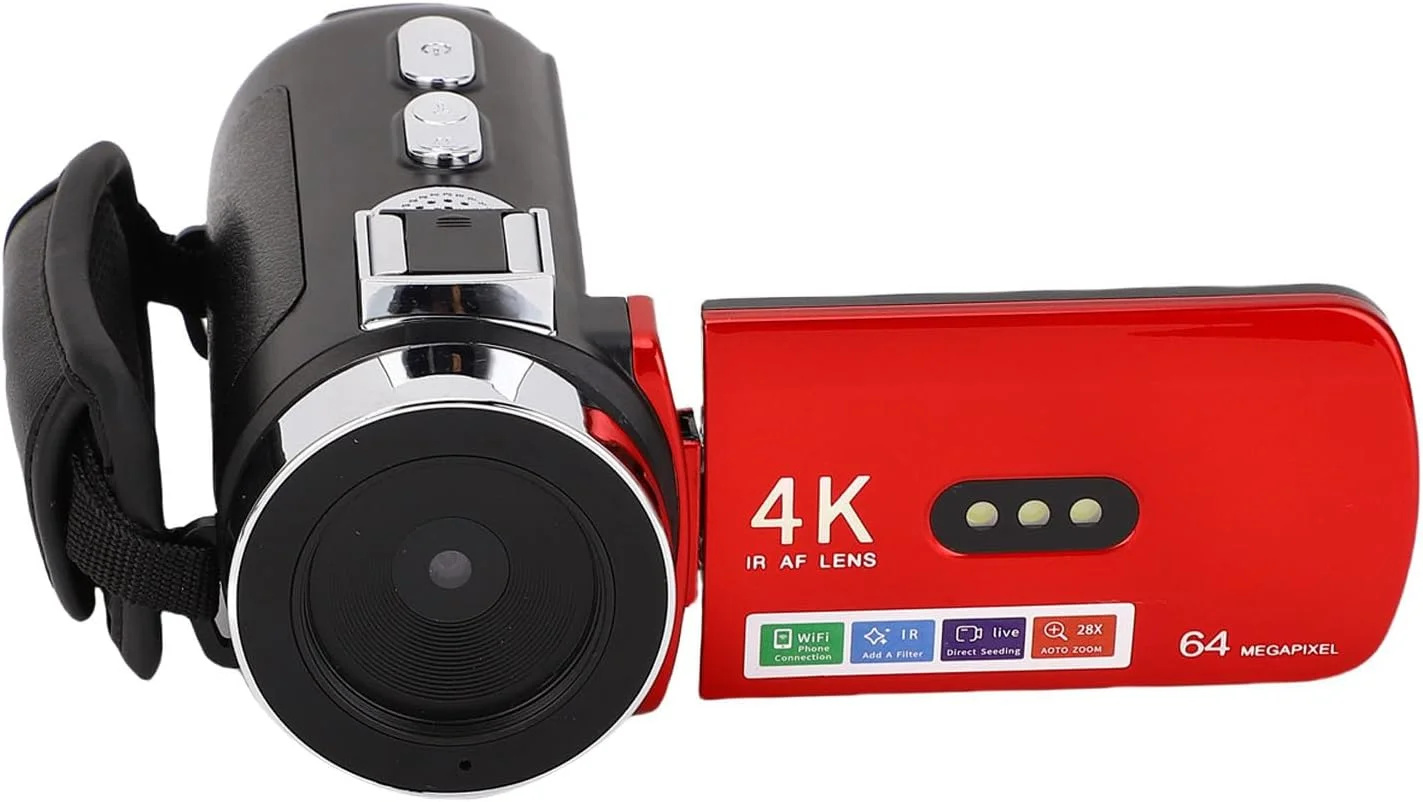 دوربین فیلمبرداری 4K، دوربین وبلاگ 64 مگاپیکسلی با وای فای و صفحه نمایش 3.0 اینچی با چرخش 180 درجه، ضبط کننده دیجیتال برای عکاسی مسافرتی، ماکرو خودکار دستی و بیش از 10 فیلتر وبلاگ
