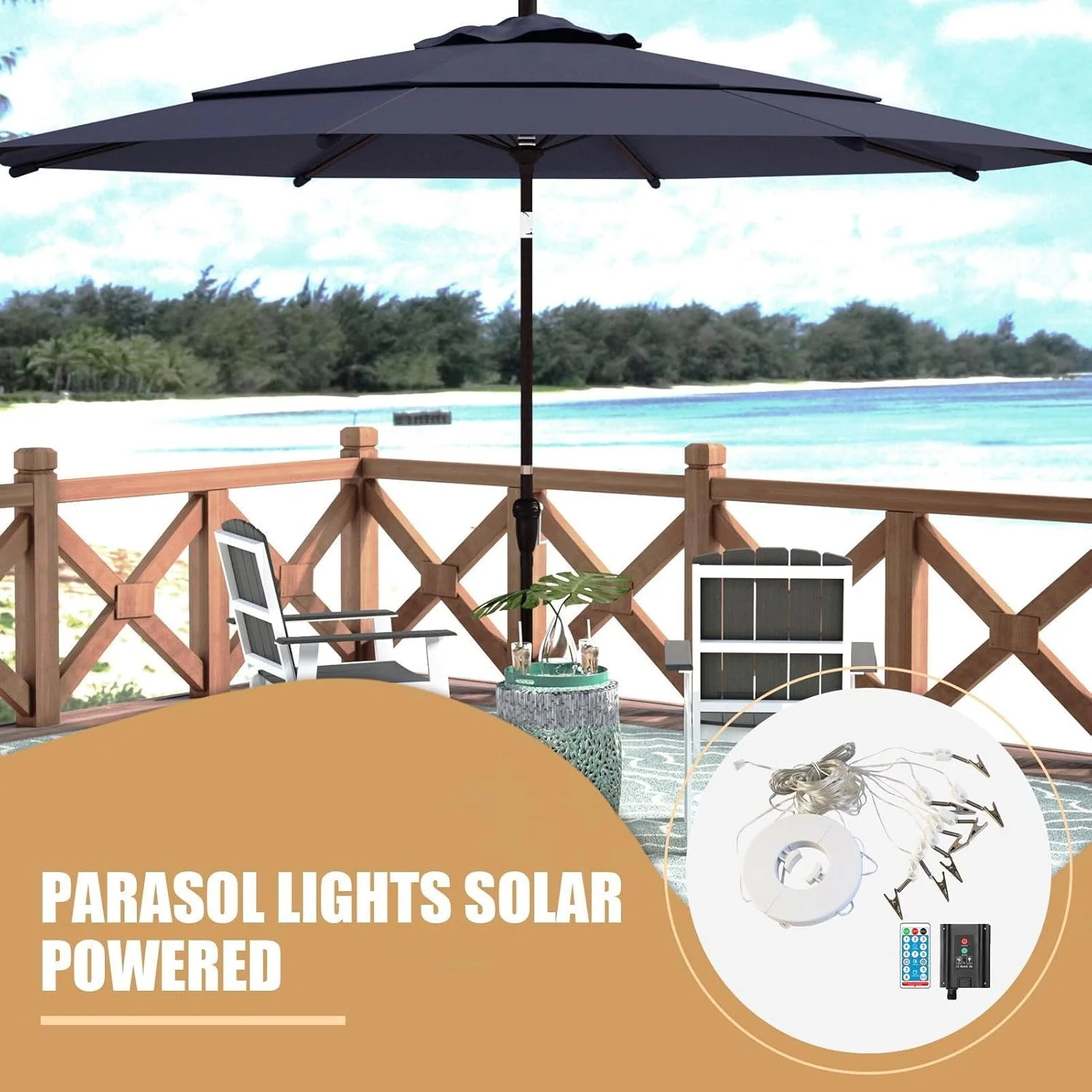 چراغ چتر پاسیو | چراغ چتر فضای باز با انرژی خورشیدی | دکور ضد آب برای ایوان، عرشه، حیاط خلوت، مهمانی، بالکن، سایبان، چادر، باغ، ساحل و کمپینگ با 8 حالت چراغ چتر پاسیو | چراغ چتر فضای باز با انرژی خورشیدی | دکور ضد آب برای ایوان، عرشه، حیاط خلوت، مهمانی، بالکن، سایبان، چادر، باغ، ساحل و کمپینگ با 8 حالت