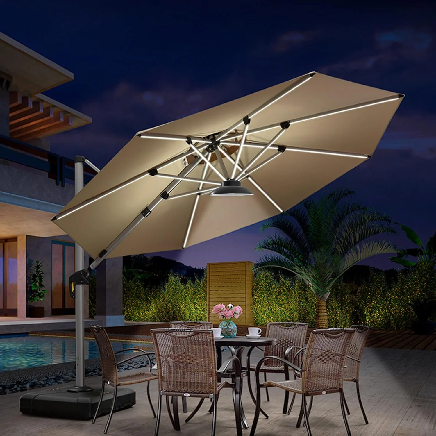 چراغ چتری خورشیدی فضای باز، چراغ های چتری پاسیو با انرژی خورشیدی با کنترل از راه دور و پنل های خورشیدی گیره دار، لامپ کمپینگ ضد آب برای باغبانی و پیاده روی در فضای باز (نور سفید) چراغ چتری خورشیدی فضای باز، چراغ های چتری پاسیو با انرژی خورشیدی با کنترل از راه دور و پنل های خورشیدی گیره دار، لامپ کمپینگ ضد آب برای باغبانی و پیاده روی در فضای باز (نور سفید)