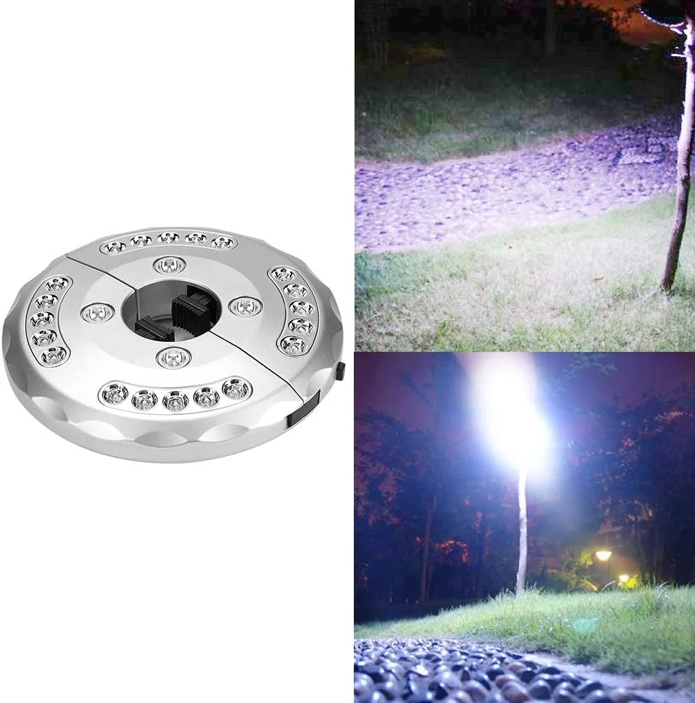 چراغ چتری پاسیو، چراغ چادر ال ای دی 24+4 فضای باز، چراغ میله چتری قابل حمل برای چترهای پاسیو کمپینگ (نقره ای) چراغ چتری پاسیو، چراغ چادر ال ای دی 24+4 فضای باز، چراغ میله چتری قابل حمل برای چترهای پاسیو کمپینگ (نقره ای)