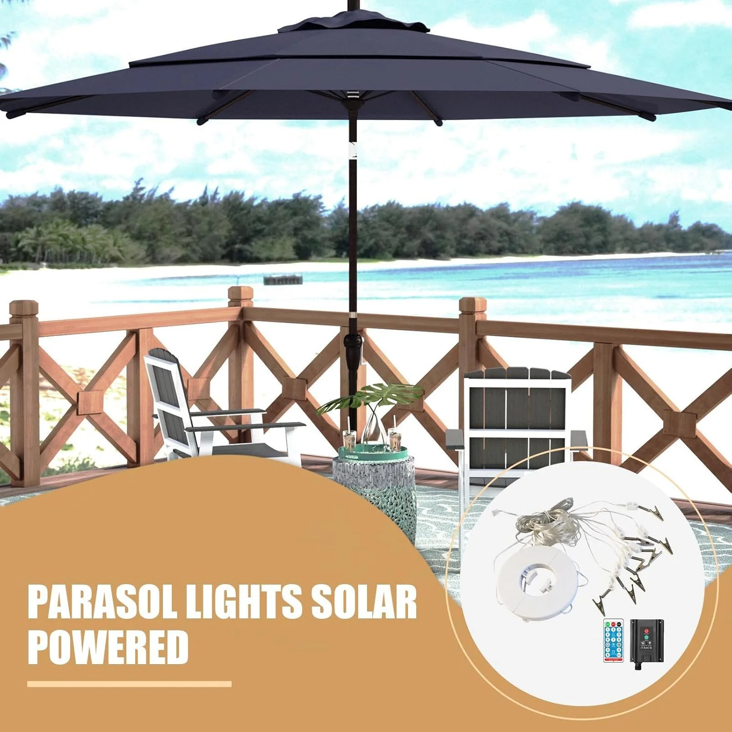 چراغ های چتری برای فضای باز، چراغ های خورشیدی چتری پاسیو برای فضای باز | نورپردازی ضد آب با 8 حالت برای عرشه استخر، چادر، سایبان، حیاط خلوت، بالکن، ایوان و مهمانی