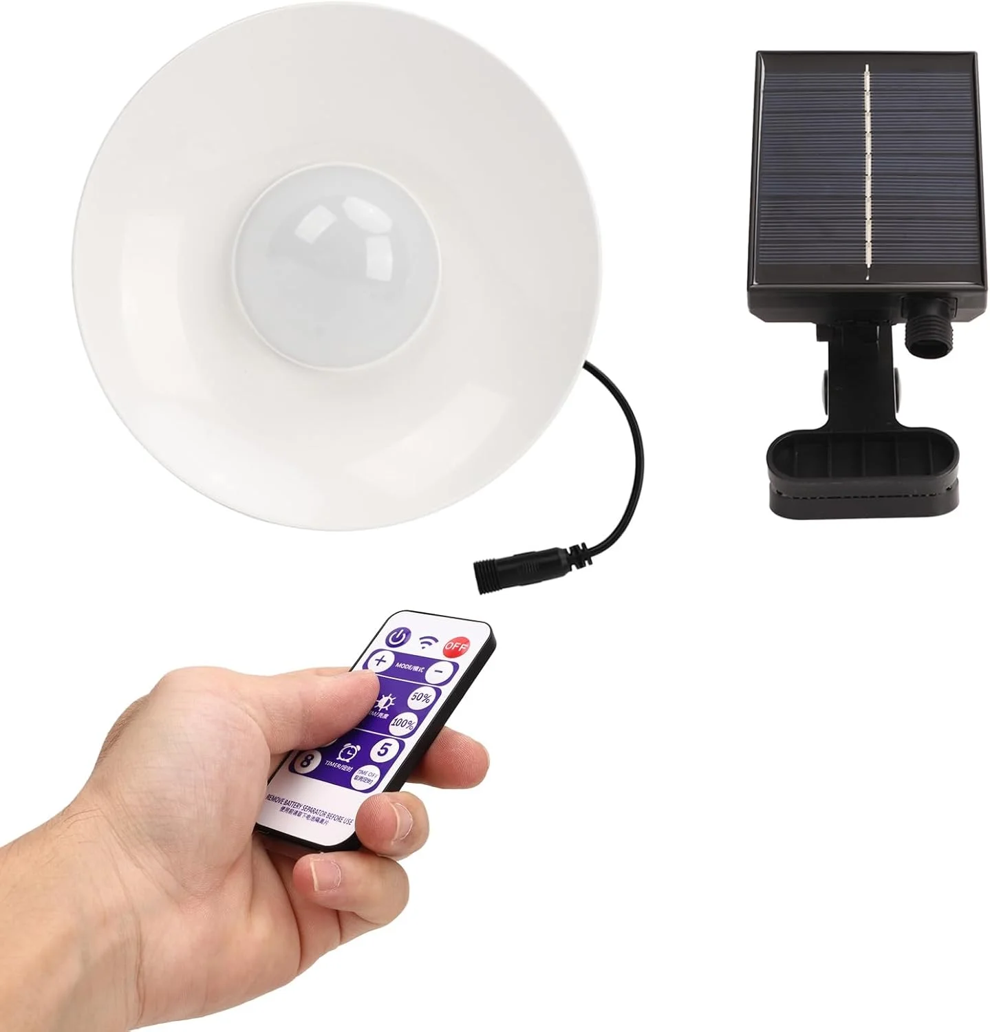 چراغ چتری خورشیدی پاسیو، چراغ چتری خورشیدی فضای باز با کنترل از راه دور زمان‌دار، چراغ میله چتری قابل حمل ضد آب با قابلیت تنظیم 3 دمای رنگ، انرژی خورشیدی برای پاسیو