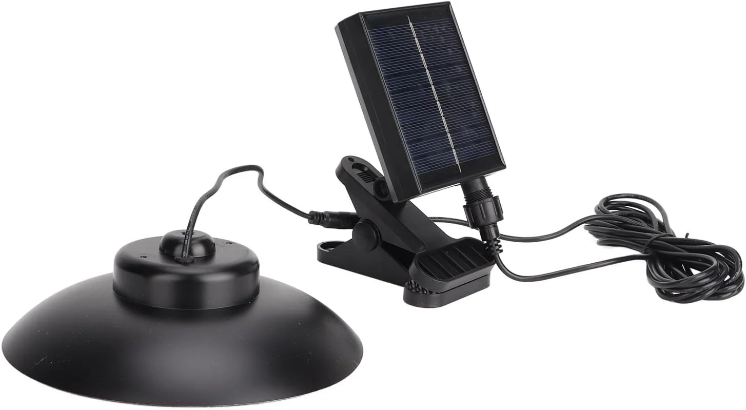 چراغ چتری خورشیدی، چراغ چتری پاسیو با گیره/نگهدارنده پنل خورشیدی بزرگ IP65 LED با روشنایی قابل تنظیم برای ساحل (نور گرم)