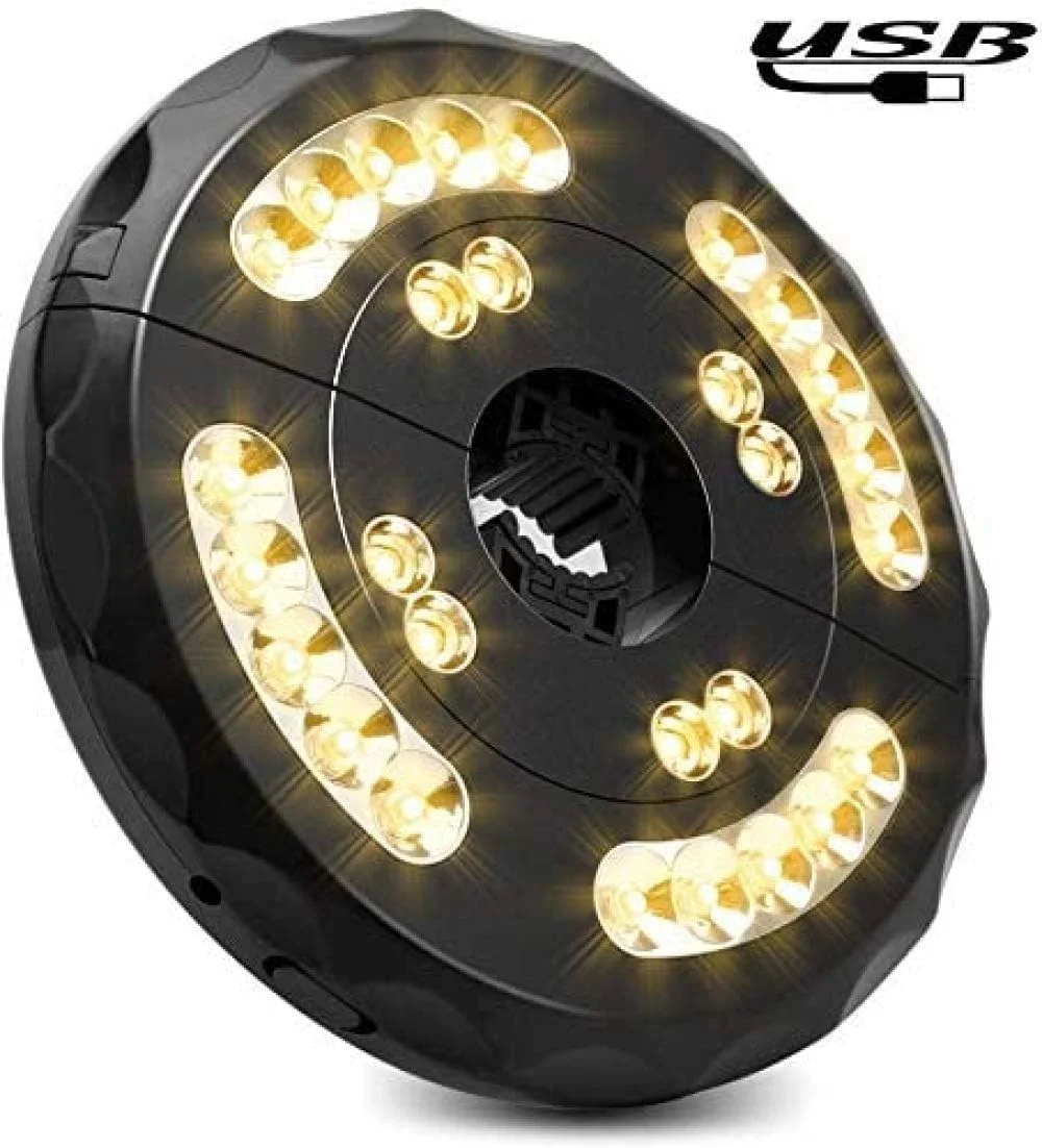 چراغ چتری پاسیو 28LED، چراغ ضدآب و بی‌سیم با 2 حالت نور و قابل شارژ USB برای استفاده طولانی مدت در چادرهای کمپینگ و روشنایی فضای باز
