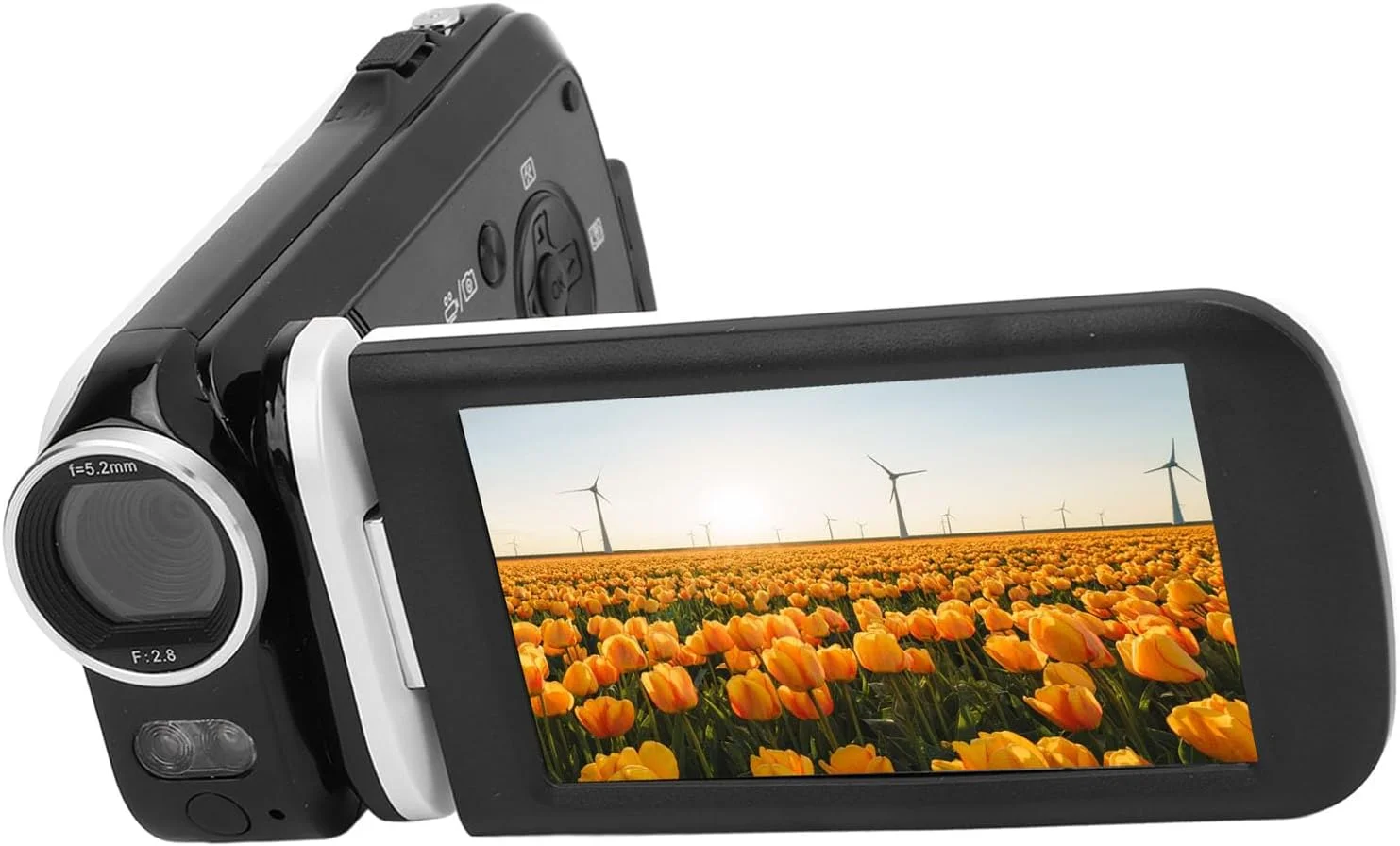 دوربین فیلمبرداری Syrisora با کیفیت 48 مگاپیکسل، دوربین فیلمبرداری با صفحه نمایش 3 اینچی TFT، کیفیت 2.7K، زوم 18X، نور پرکننده، دوربین فیلمبرداری 1500 میلی آمپر ساعتی برای ثبت رشد و مسافرت