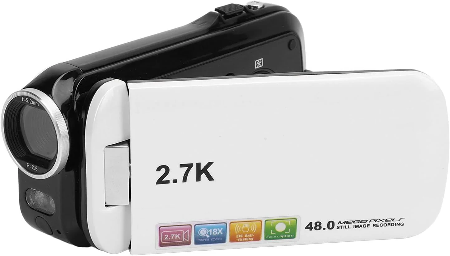 دوربین فیلمبرداری Syrisora با کیفیت 48 مگاپیکسل، دوربین فیلمبرداری با صفحه نمایش 3 اینچی TFT، کیفیت 2.7K، زوم 18X، نور پرکننده، دوربین فیلمبرداری 1500 میلی آمپر ساعتی برای ثبت رشد و مسافرت