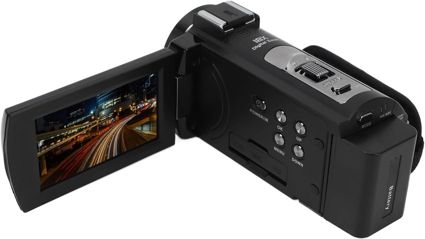 دوربین فیلمبرداری Syrisora، دوربین فیلمبرداری 5K HD 56MP با صفحه لمسی 3 اینچی، زوم 18X، دوربین ولاگینگ با میکروفون، محافظ، کنترل از راه دور و پایه قابل حمل