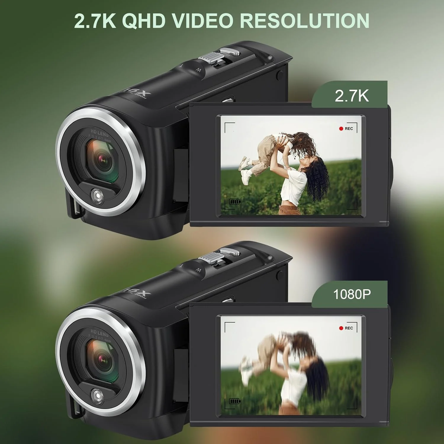 دوربین فیلمبرداری Tixeuo 2.7K QHD 50MP برای تولید محتوای یوتیوب، زوم دیجیتال 16 برابر، صفحه نمایش چرخان 270 درجه، به همراه کارت حافظه 32 گیگابایتی و 2 باتری، قابلیت ضبط در حین شارژ دوربین فیلمبرداری Tixeuo 2.7K QHD 50MP برای تولید محتوای یوتیوب، زوم دیجیتال 16 برابر، صفحه نمایش چرخان 270 درجه، به همراه کارت حافظه 32 گیگابایتی و 2 باتری، قابلیت ضبط در حین شارژ