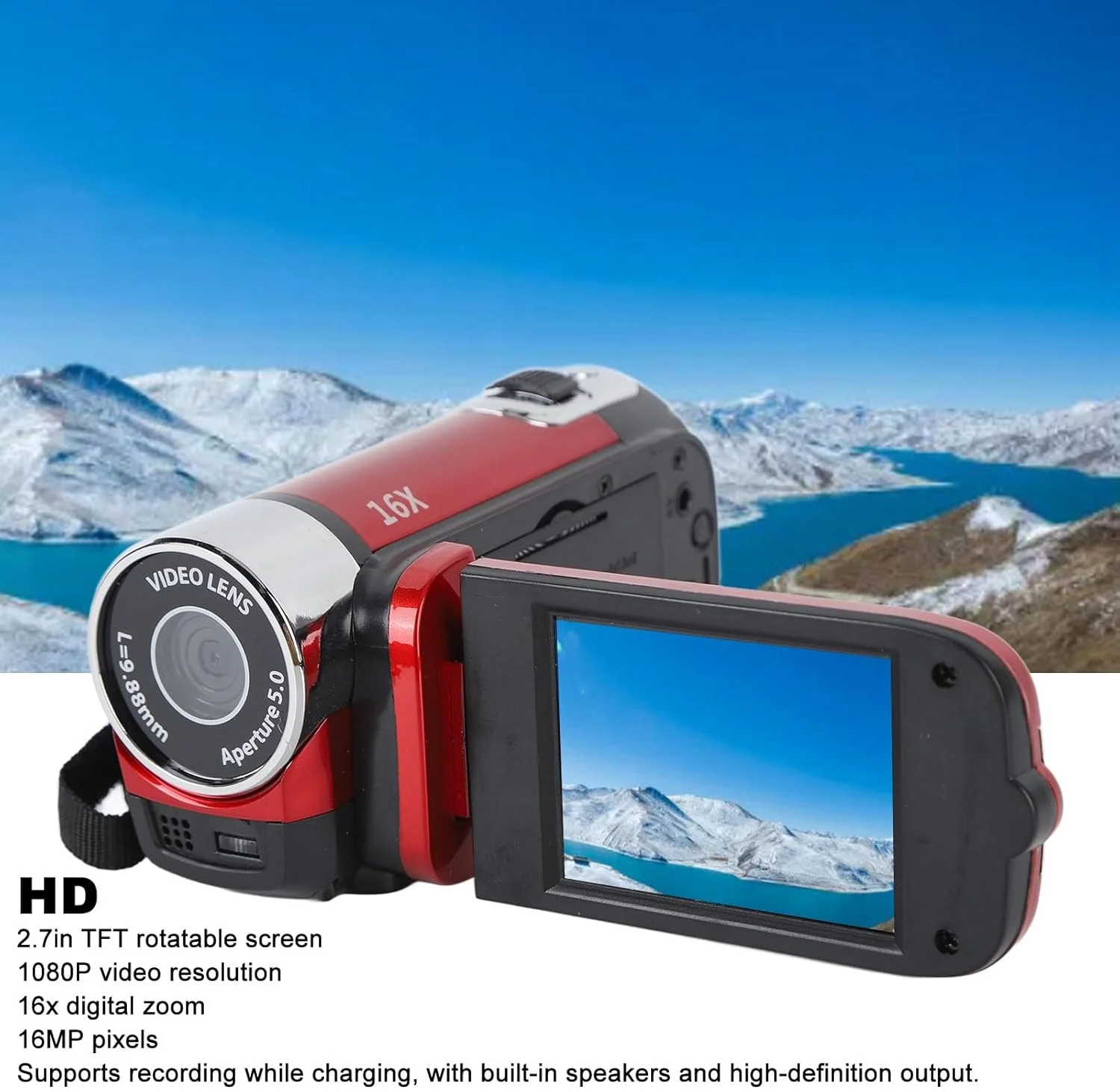 دوربین فیلمبرداری قرمز HD برای ولاگ، دوربین دیجیتال 4K 48MP با قابلیت چرخش، دوربین فیلمبرداری VHS، زوم دیجیتال 16 برابر دوربین 4K DV، صفحه نمایش 2.7 اینچی TFT، 48 مگاپیکسل، بلندگوهای داخلی، قرمز دوربین فیلمبرداری قرمز HD برای ولاگ، دوربین دیجیتال 4K 48MP با قابلیت چرخش، دوربین فیلمبرداری VHS، زوم دیجیتال 16 برابر دوربین 4K DV، صفحه نمایش 2.7 اینچی TFT، 48 مگاپیکسل، بلندگوهای داخلی، قرمز