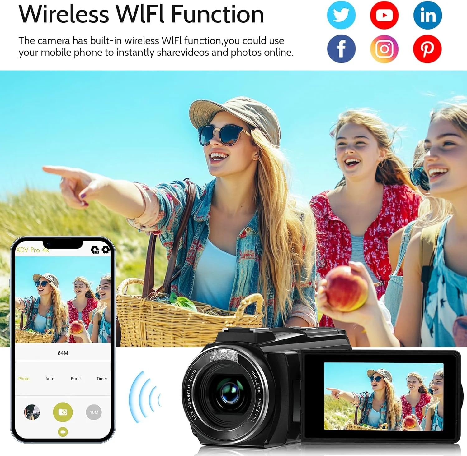 دوربین فیلمبرداری 8K VETEK، دوربین ولاگینگ دید در شب IR با کیفیت 64 مگاپیکسل، زوم 18x3، صفحه نمایش لمسی LCD با پوشش برای یوتیوب با WiFi، کارت SD 64 گیگابایتی، کنترل از راه دور دوربین فیلمبرداری 8K VETEK، دوربین ولاگینگ دید در شب IR با کیفیت 64 مگاپیکسل، زوم 18x3، صفحه نمایش لمسی LCD با پوشش برای یوتیوب با WiFi، کارت SD 64 گیگابایتی، کنترل از راه دور