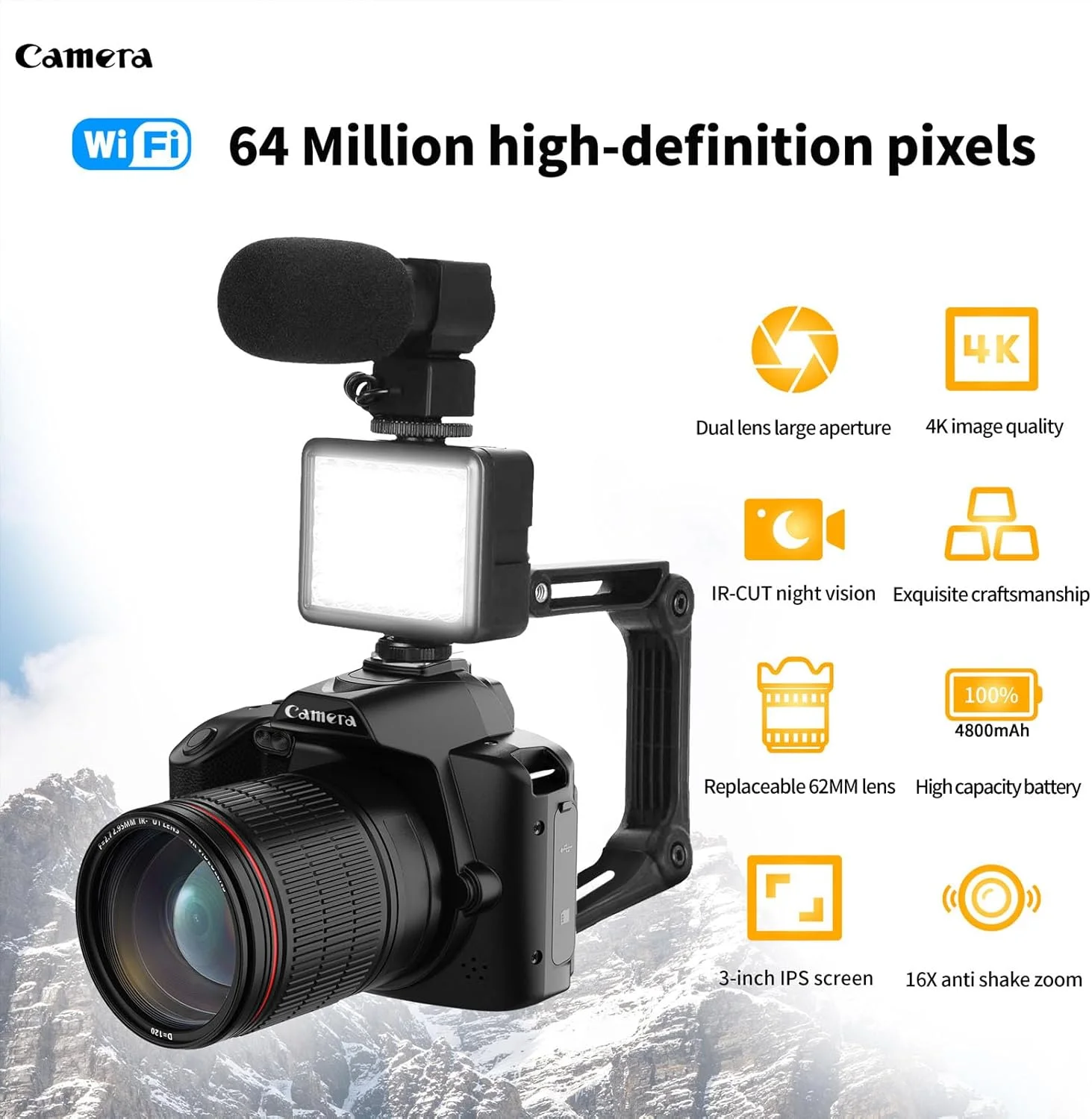 دوربین فیلمبرداری 4K برای یوتیوب، دوربین دیجیتال دید در شب HD 64 مگاپیکسلی برای عکاسی وای فای، دوربین فیلمبرداری زوم دیجیتال با صفحه نمایش 3 اینچی دوربین فیلمبرداری 4K برای یوتیوب، دوربین دیجیتال دید در شب HD 64 مگاپیکسلی برای عکاسی وای فای، دوربین فیلمبرداری زوم دیجیتال با صفحه نمایش 3 اینچی