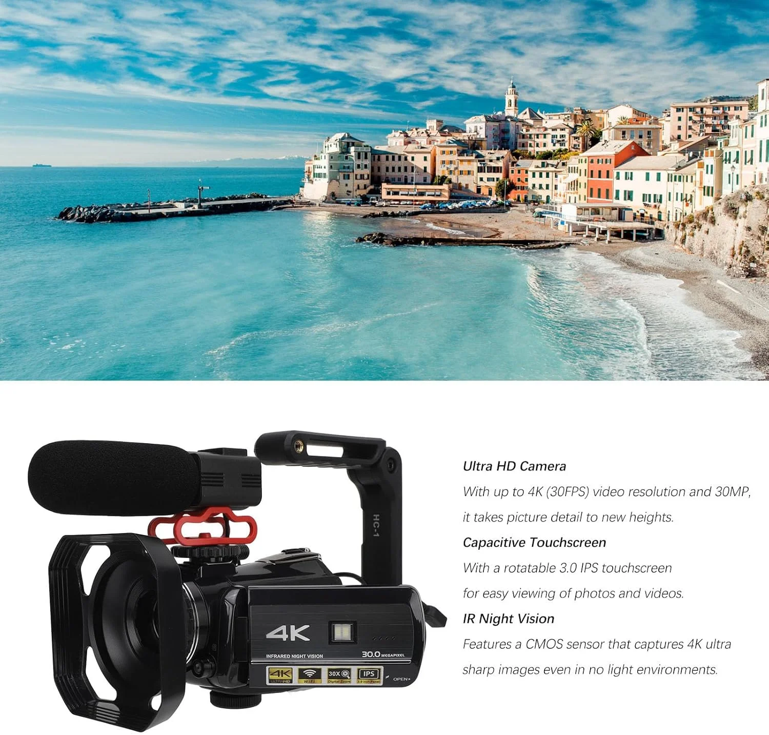 دوربین فیلمبرداری، دوربین فیلمبرداری دوربین دیجیتال، ضبط کننده دوربین، 4K 30MP Ultra HD صفحه لمسی چرخشی 3.0 اینچی IR دید در شب ضد لرزش دوربین DV دوربین فیلمبرداری، دوربین فیلمبرداری دوربین دیجیتال، ضبط کننده دوربین، 4K 30MP Ultra HD صفحه لمسی چرخشی 3.0 اینچی IR دید در شب ضد لرزش دوربین DV