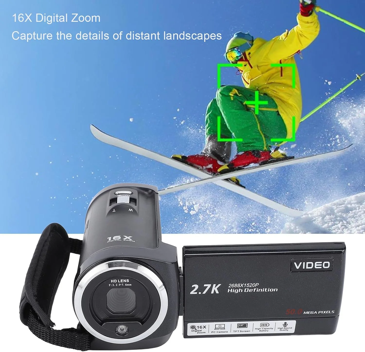 دوربین فیلمبرداری HD 2.7K، دوربین فیلمبرداری دیجیتال 50 مگاپیکسلی با صفحه نمایش 2.8 اینچی چرخان، دوربین ضبط ویدئو حرفه ای با زوم دیجیتال 16X برای سلفی، مسافرت و پخش زنده دوربین فیلمبرداری HD 2.7K، دوربین فیلمبرداری دیجیتال 50 مگاپیکسلی با صفحه نمایش 2.8 اینچی چرخان، دوربین ضبط ویدئو حرفه ای با زوم دیجیتال 16X برای سلفی، مسافرت و پخش زنده