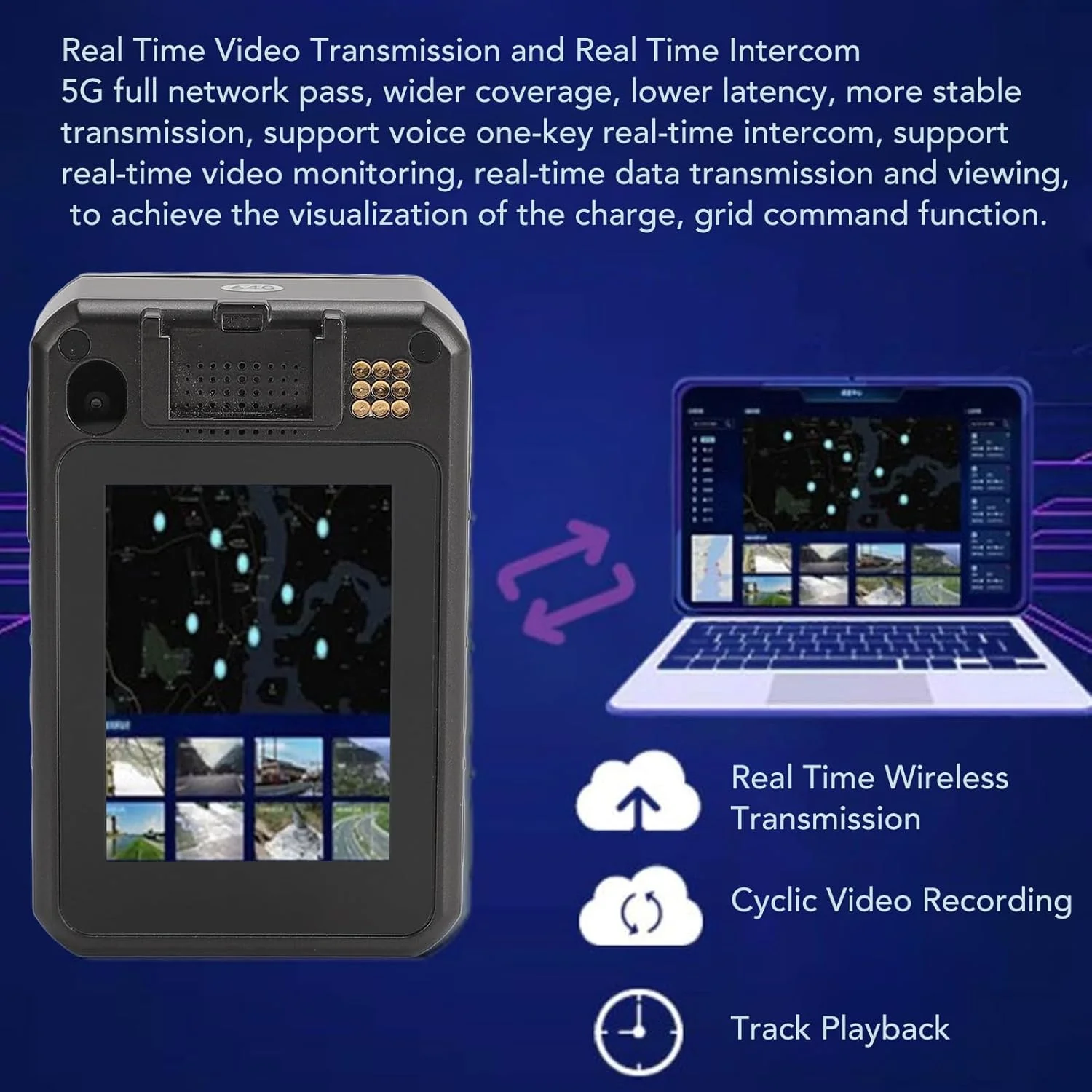 دوربین فیلمبرداری پوشیدنی 4K، GPS، ضد آب IP68 با باتری 3300mAh برای انجام وظیفه دوربین فیلمبرداری پوشیدنی 4K، GPS، ضد آب IP68 با باتری 3300mAh برای انجام وظیفه