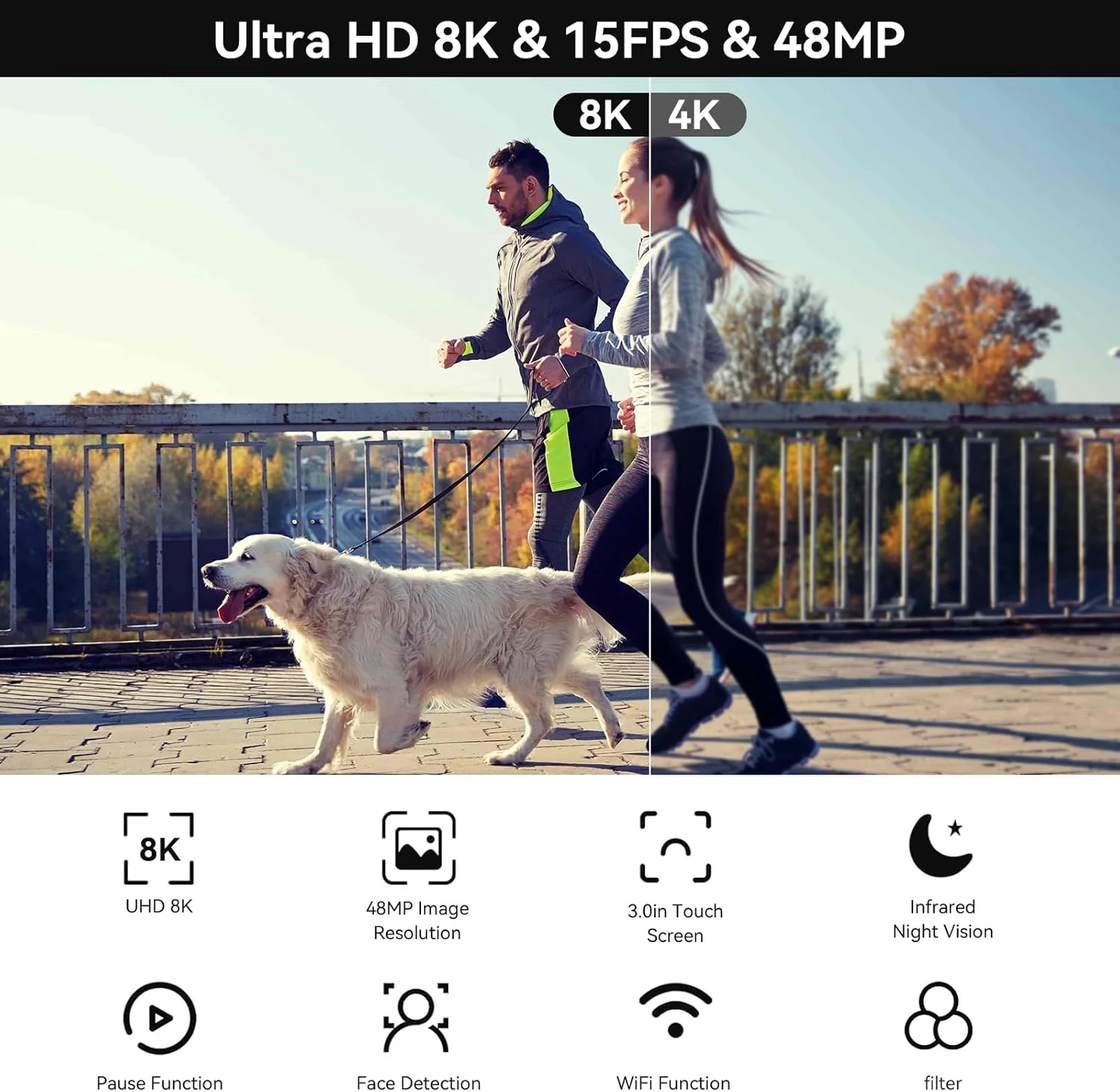 دوربین فیلمبرداری 8K WIKICO، دوربین ولاگ 48 مگاپیکسلی برای یوتیوب، زوم دیجیتال 18X، صفحه لمسی 3 اینچی با WiFi، میکروفون خارجی، نور پرکننده، کنترل از راه دور، کارت SD 32 گیگابایتی و 2 باتری دوربین فیلمبرداری 8K WIKICO، دوربین ولاگ 48 مگاپیکسلی برای یوتیوب، زوم دیجیتال 18X، صفحه لمسی 3 اینچی با WiFi، میکروفون خارجی، نور پرکننده، کنترل از راه دور، کارت SD 32 گیگابایتی و 2 باتری