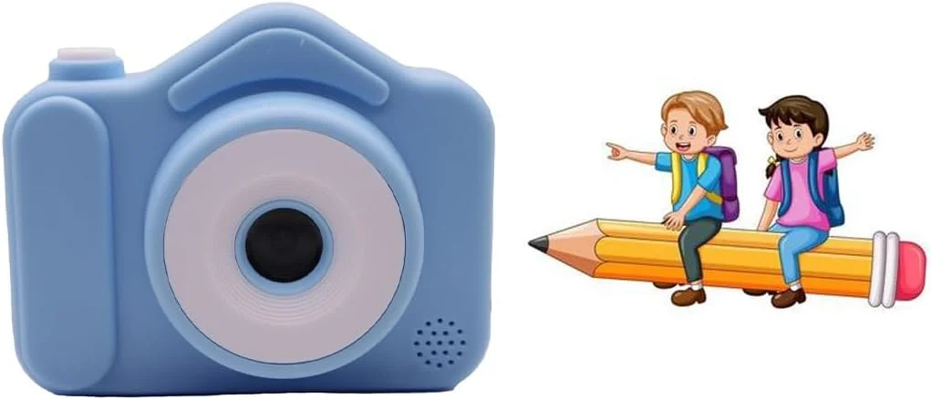 دوربین کودکانه YU WELL، هدیه ای برای کودکان 4 تا 8 سال | دوربین های ضد ضربه، هدیه ای عالی | دوربین فیلمبرداری کوچک کودکانه | با پوسته سیلیکونی نرم | برای بازی در فضای باز (آبی، سیلیکونی)